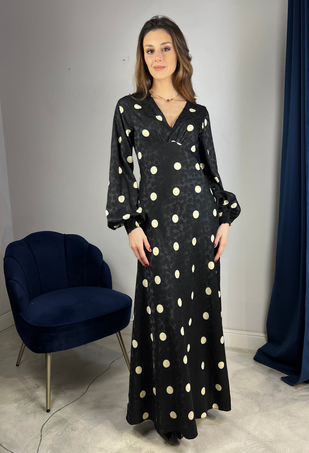 Abito lungo maxi pois