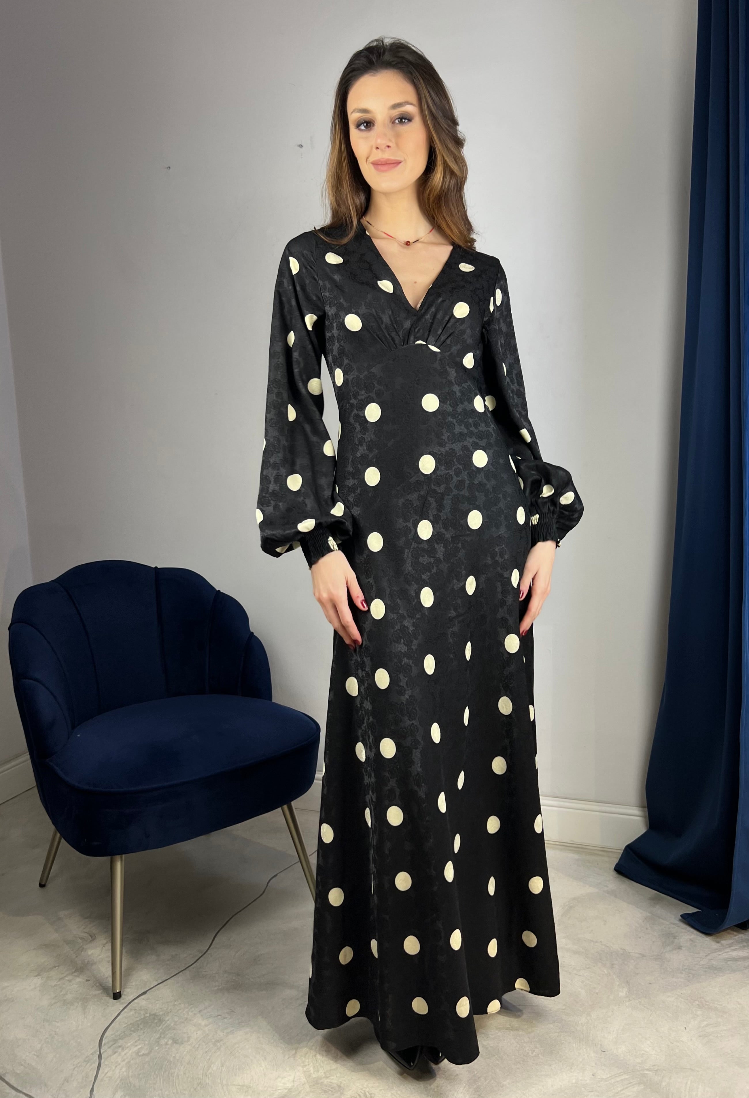 Abito lungo maxi pois