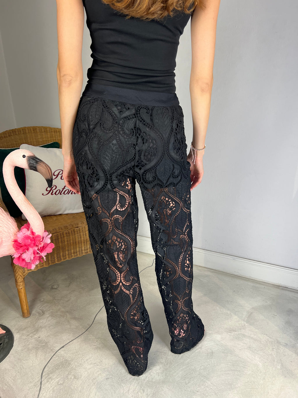 Pantalone in pizzo macramè