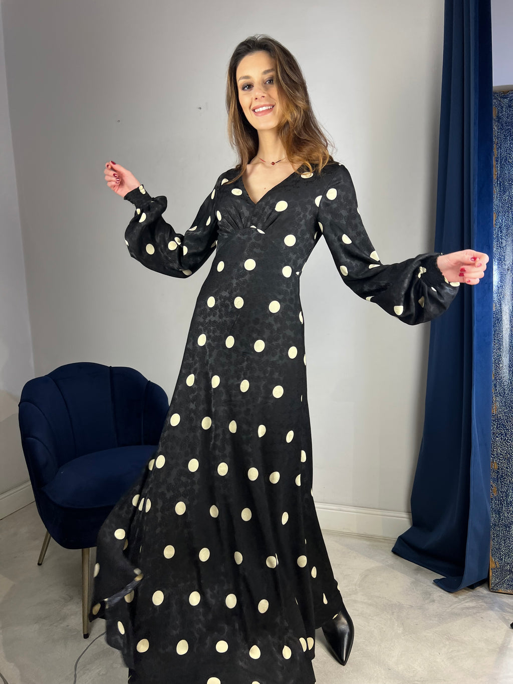 Abito lungo maxi pois