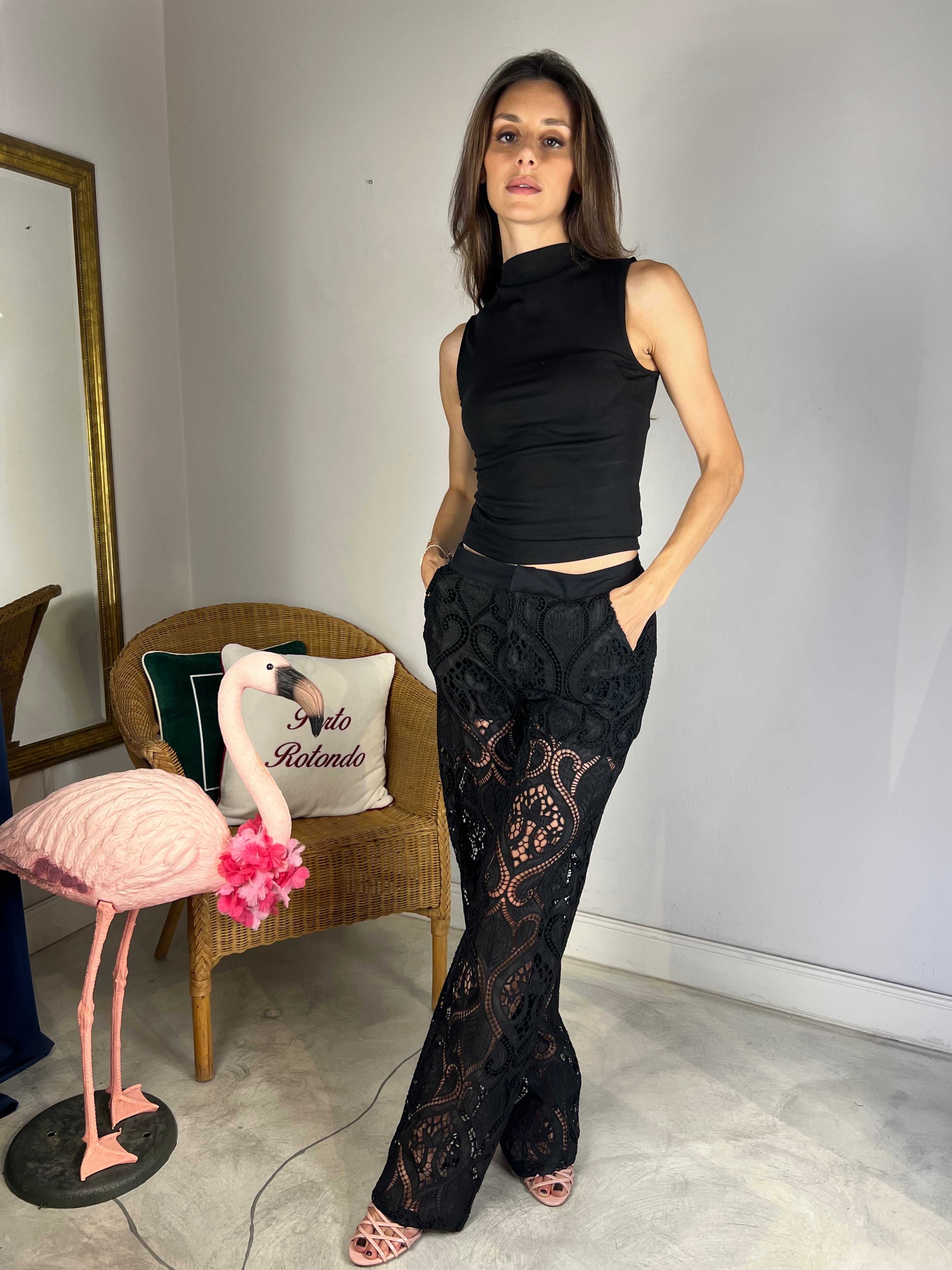 Pantalone in pizzo macramè
