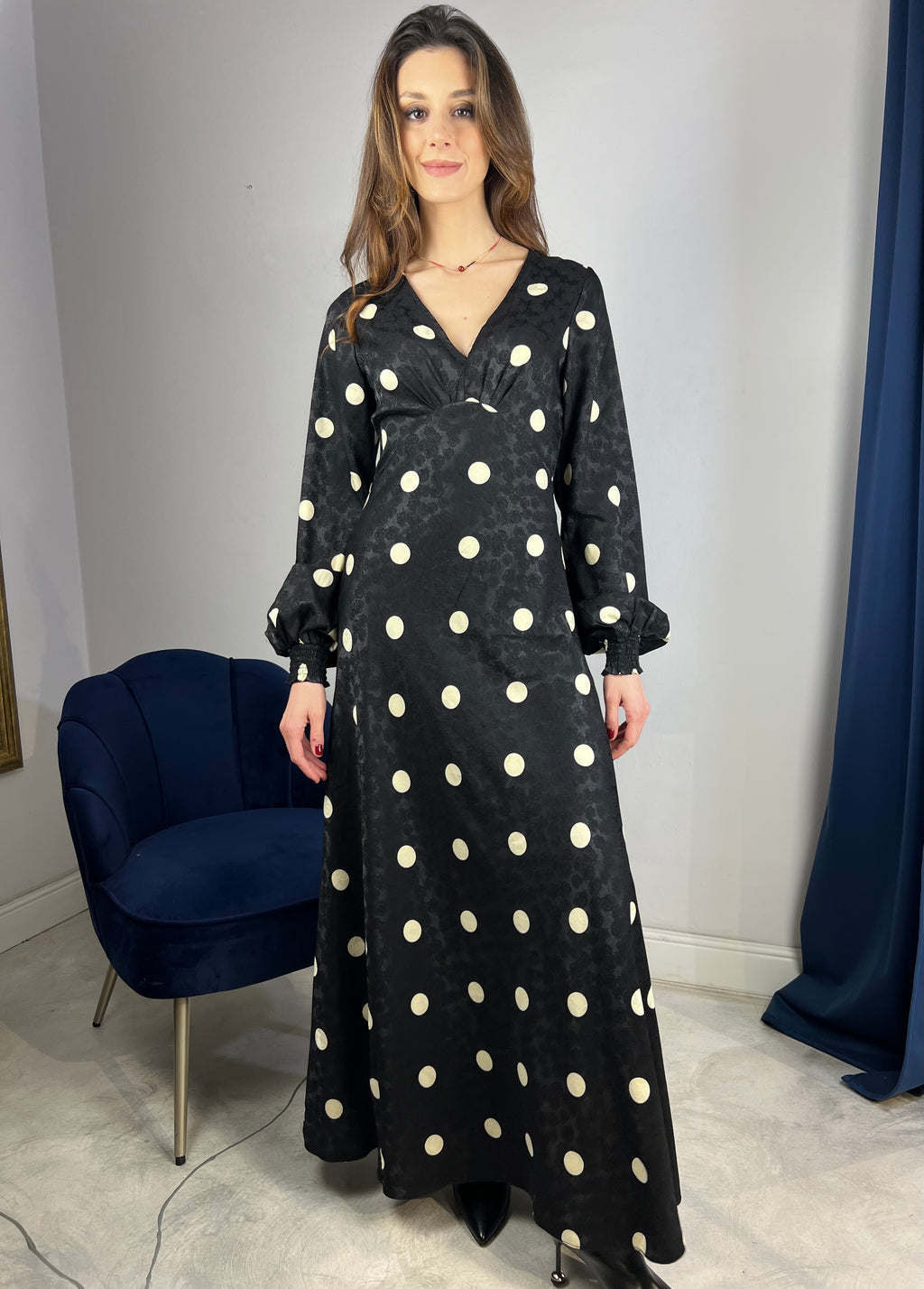 Abito lungo maxi pois