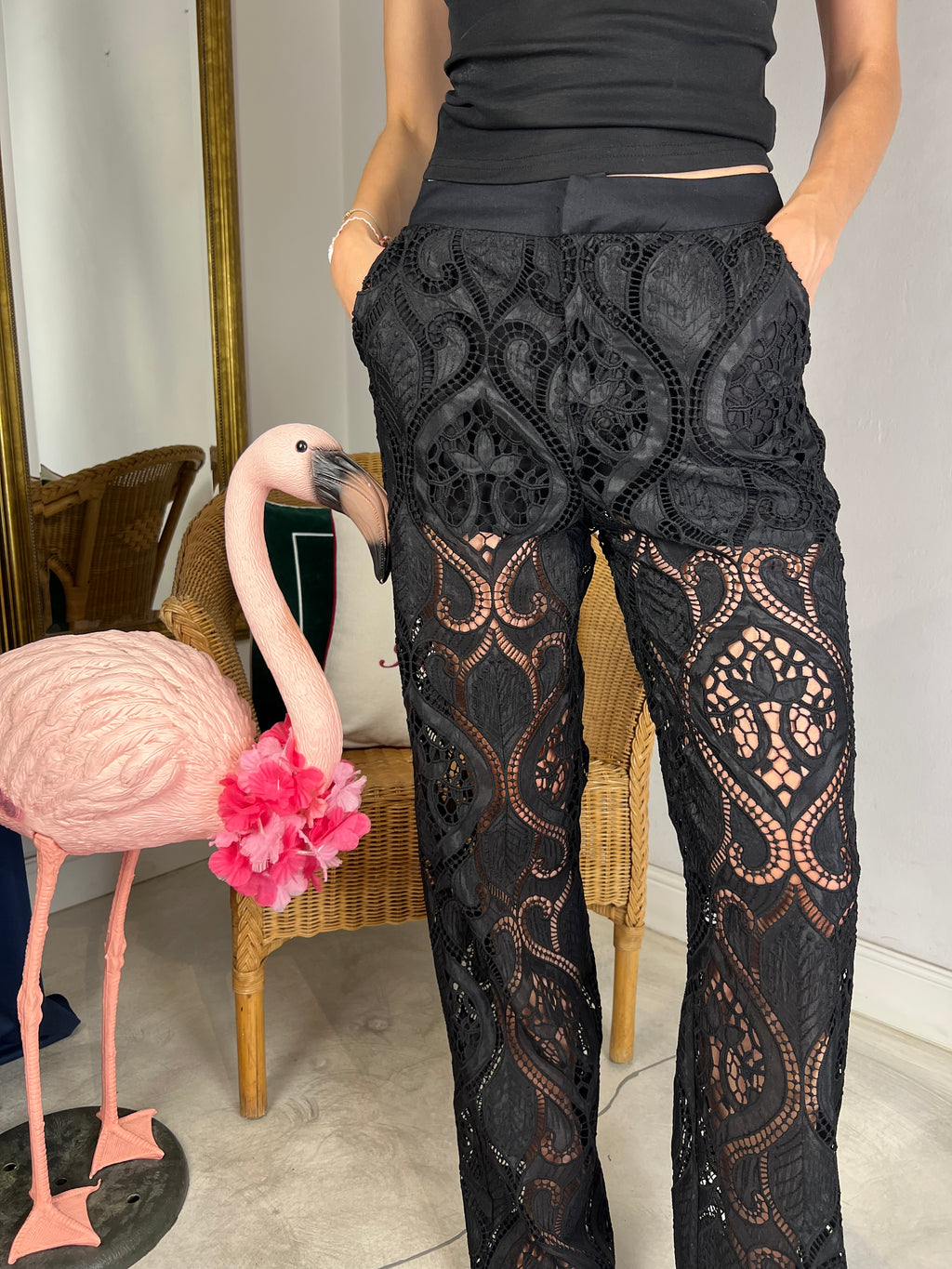 Pantalone in pizzo macramè