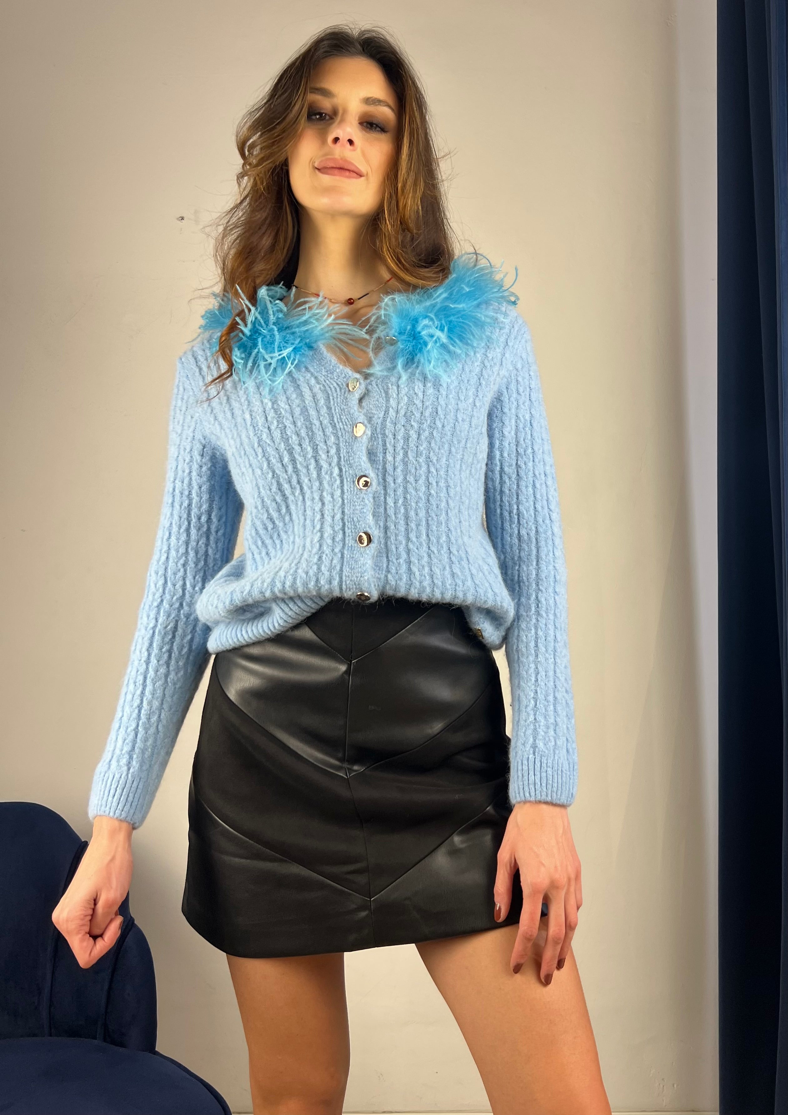 Gonna corta similpelle