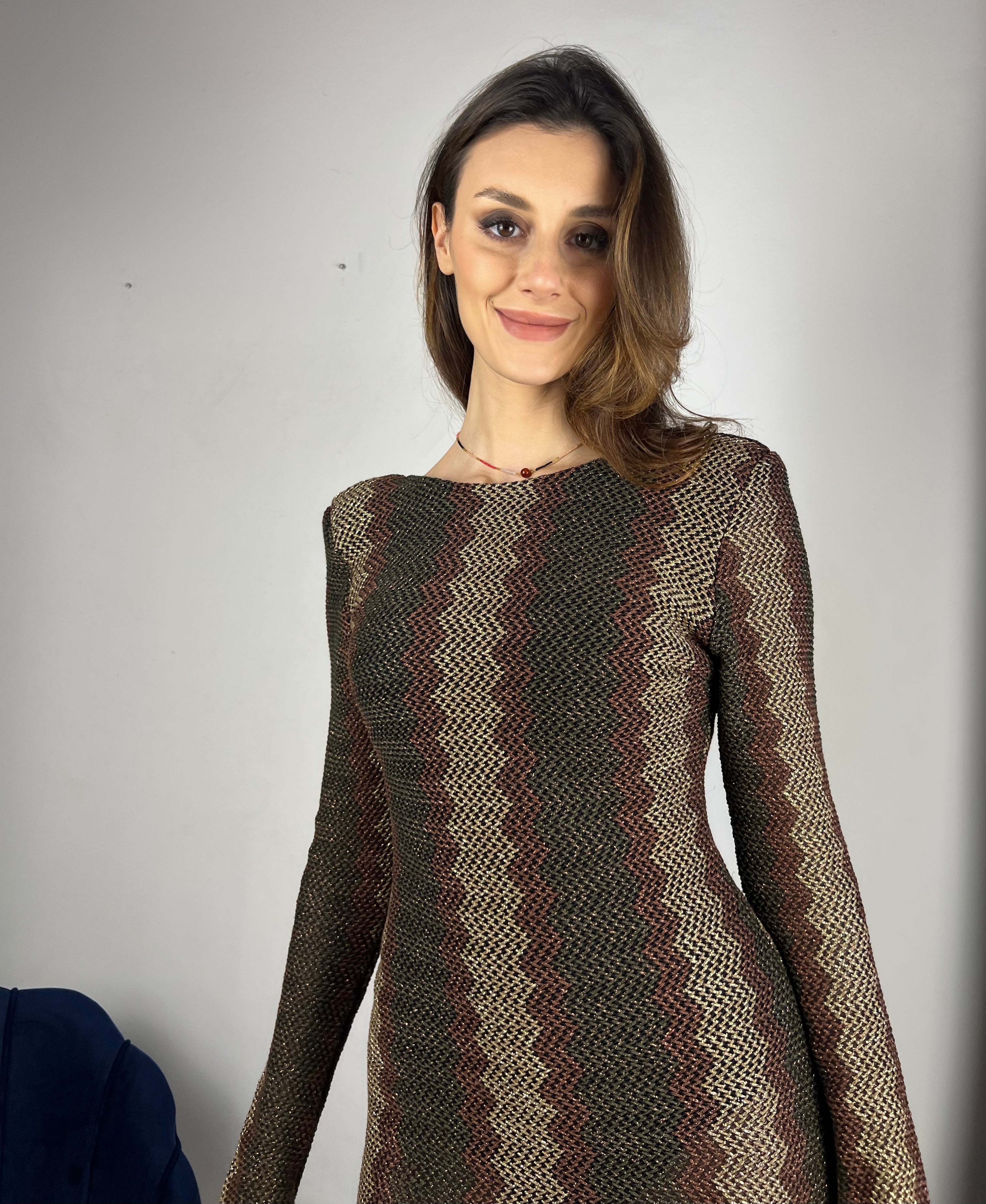 Abito a sirena marrone oro