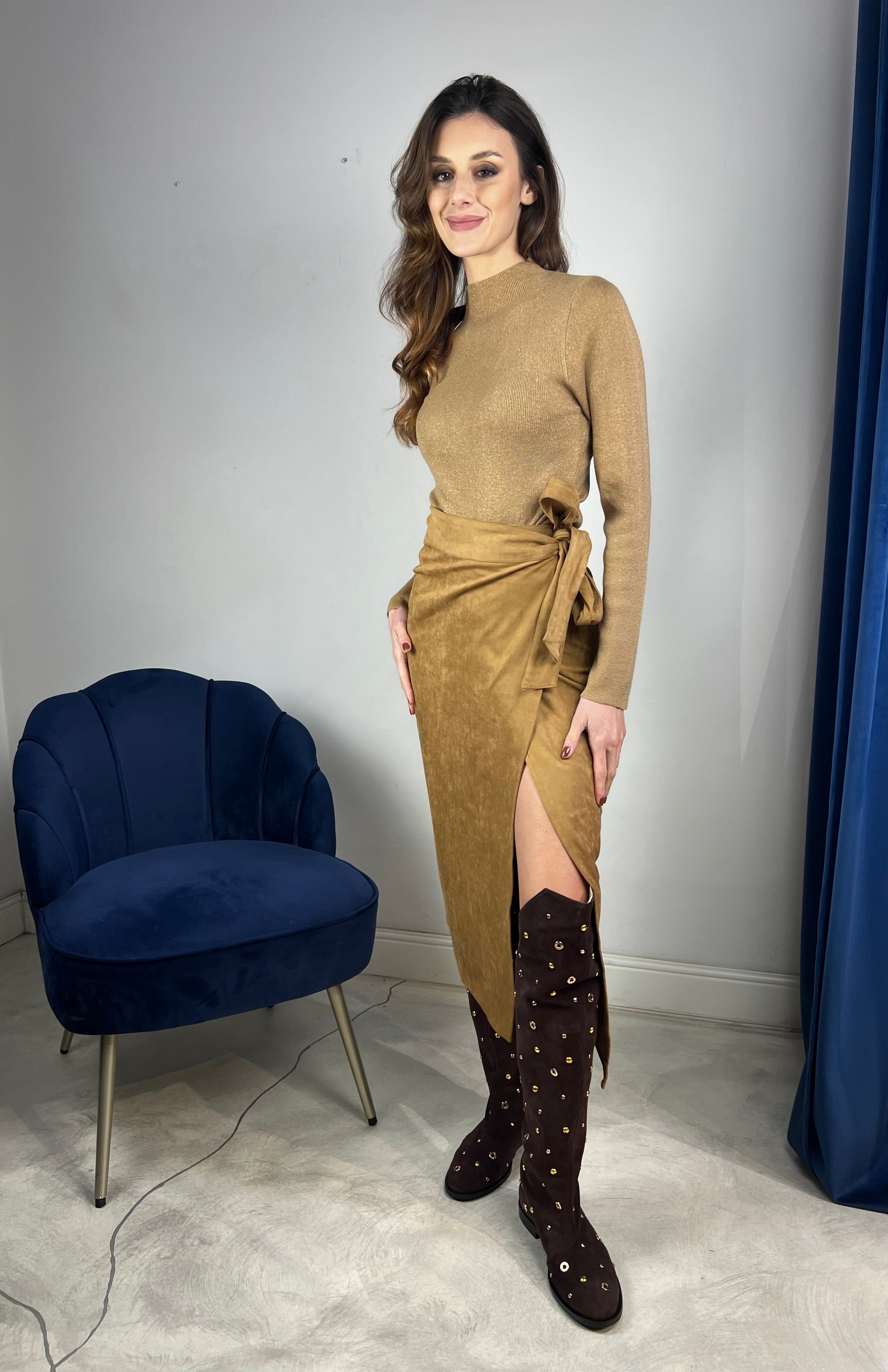 Gonna effetto camoscio