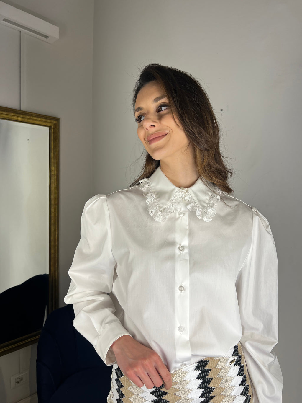Camicia con colletto in pizzo