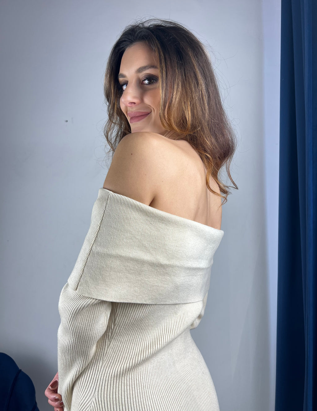 Abito in maglia panna