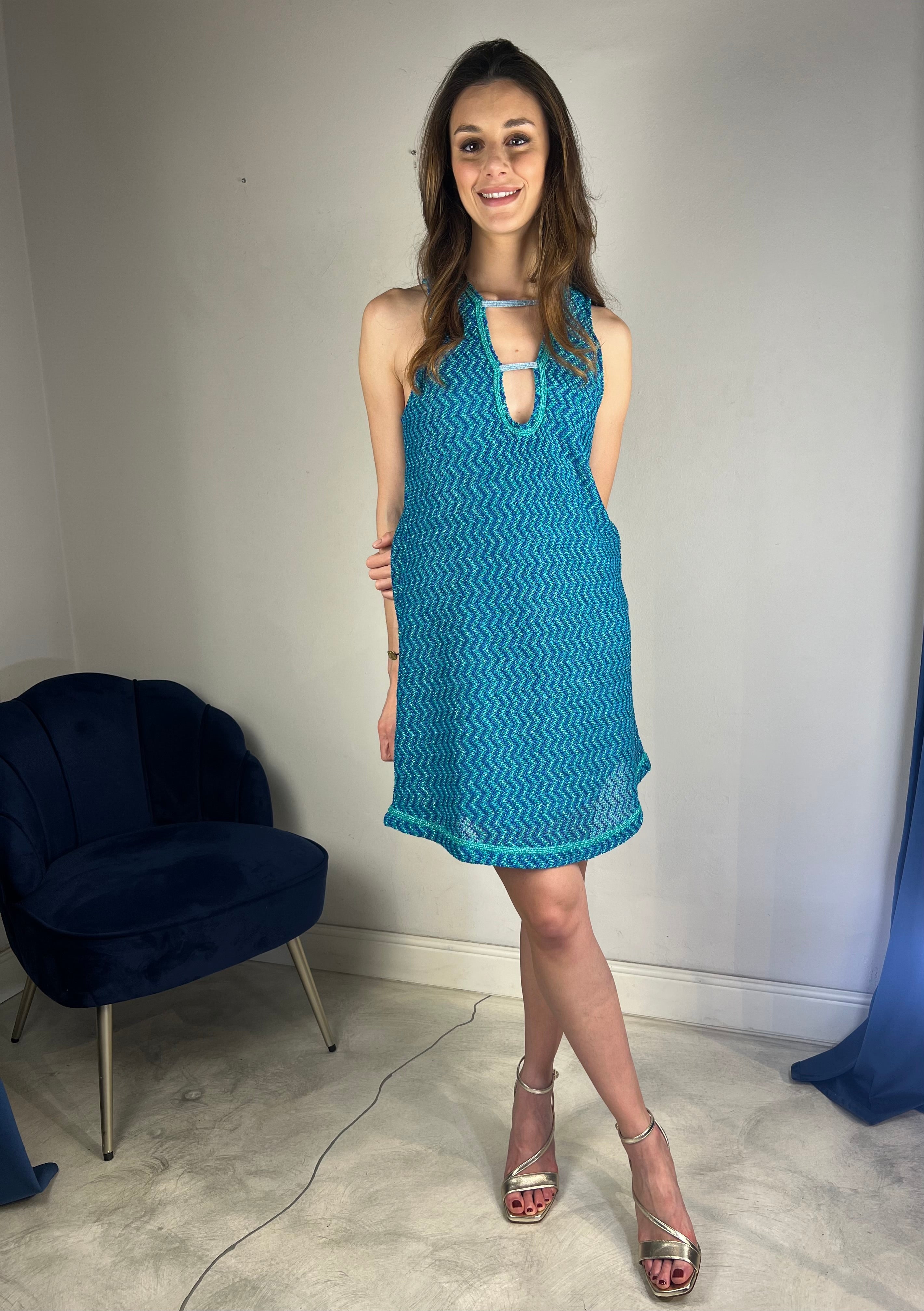 Abito corto turchese