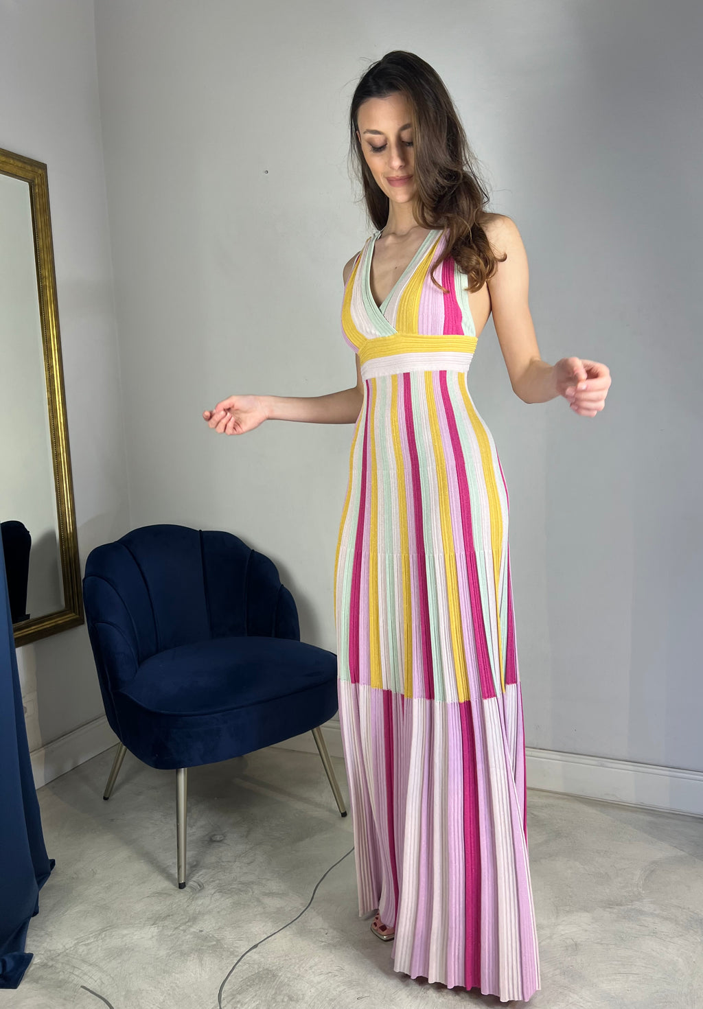 Abito lungo multicolor