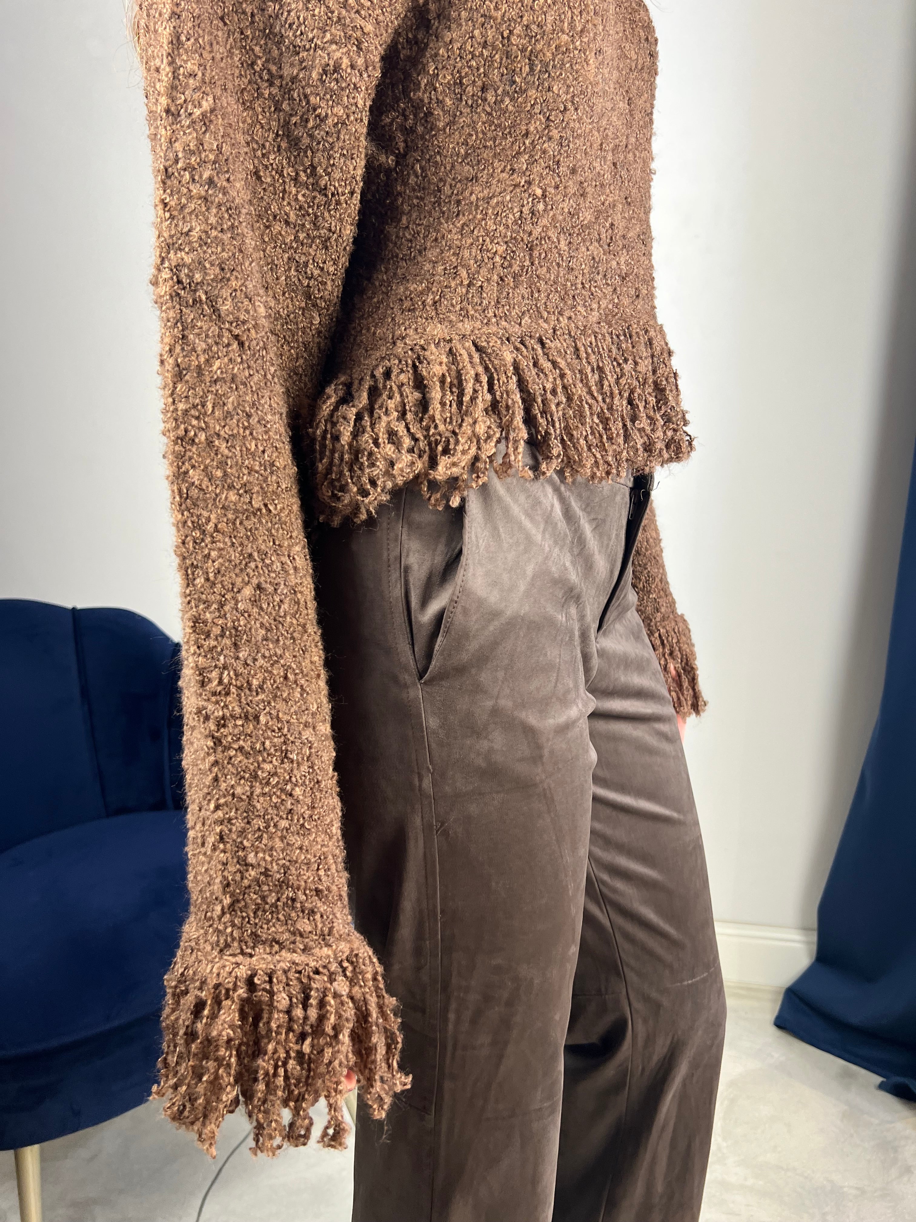 Maglione crop con frange