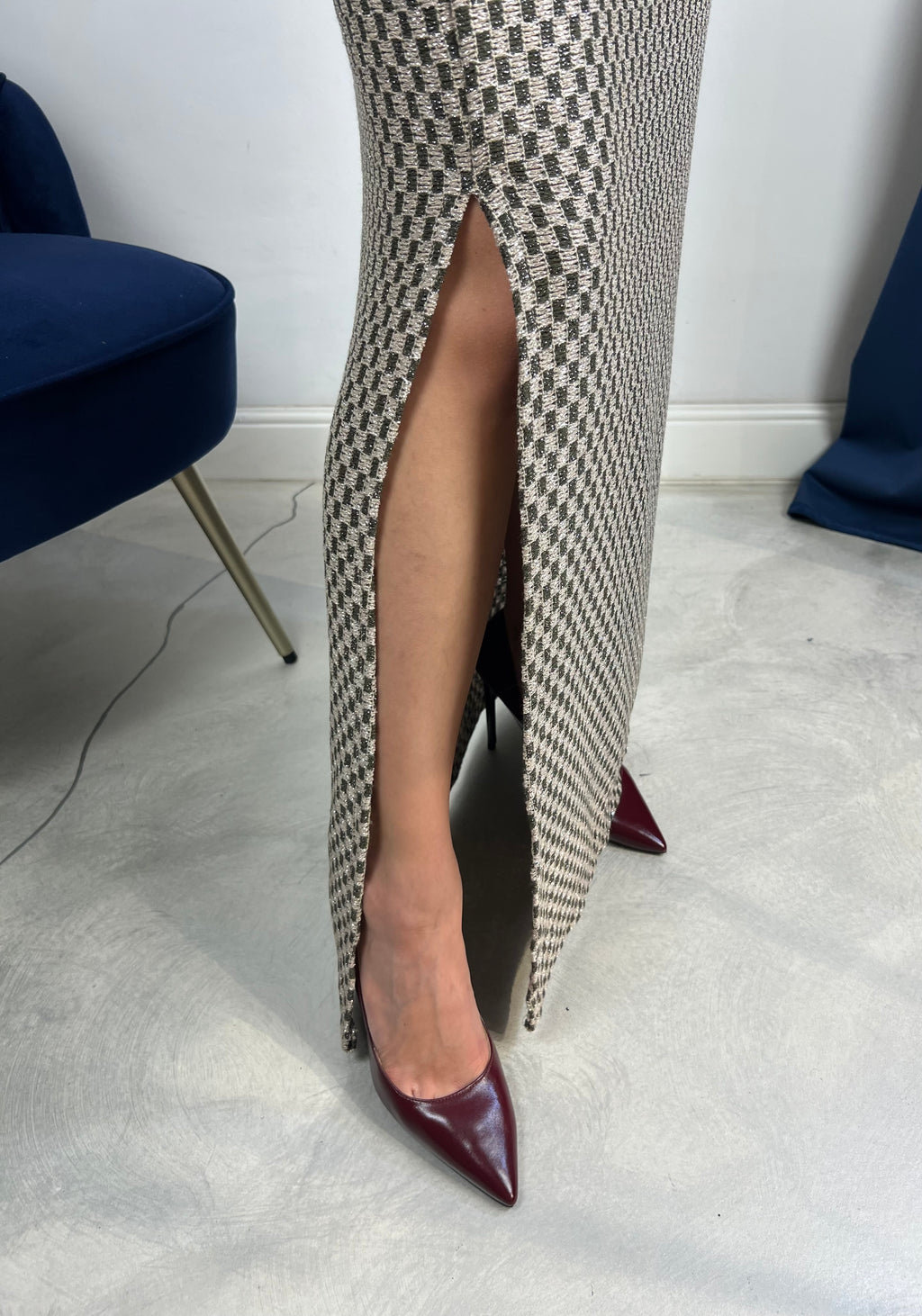 Abito lungo a quadretti