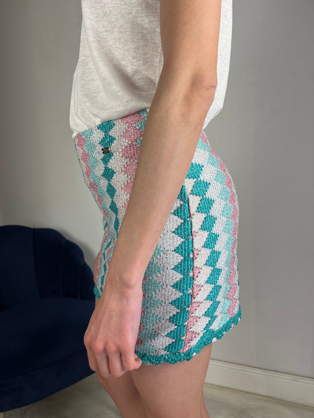 Gonna corta fantasia smeraldo