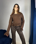 Maglione crop con frange