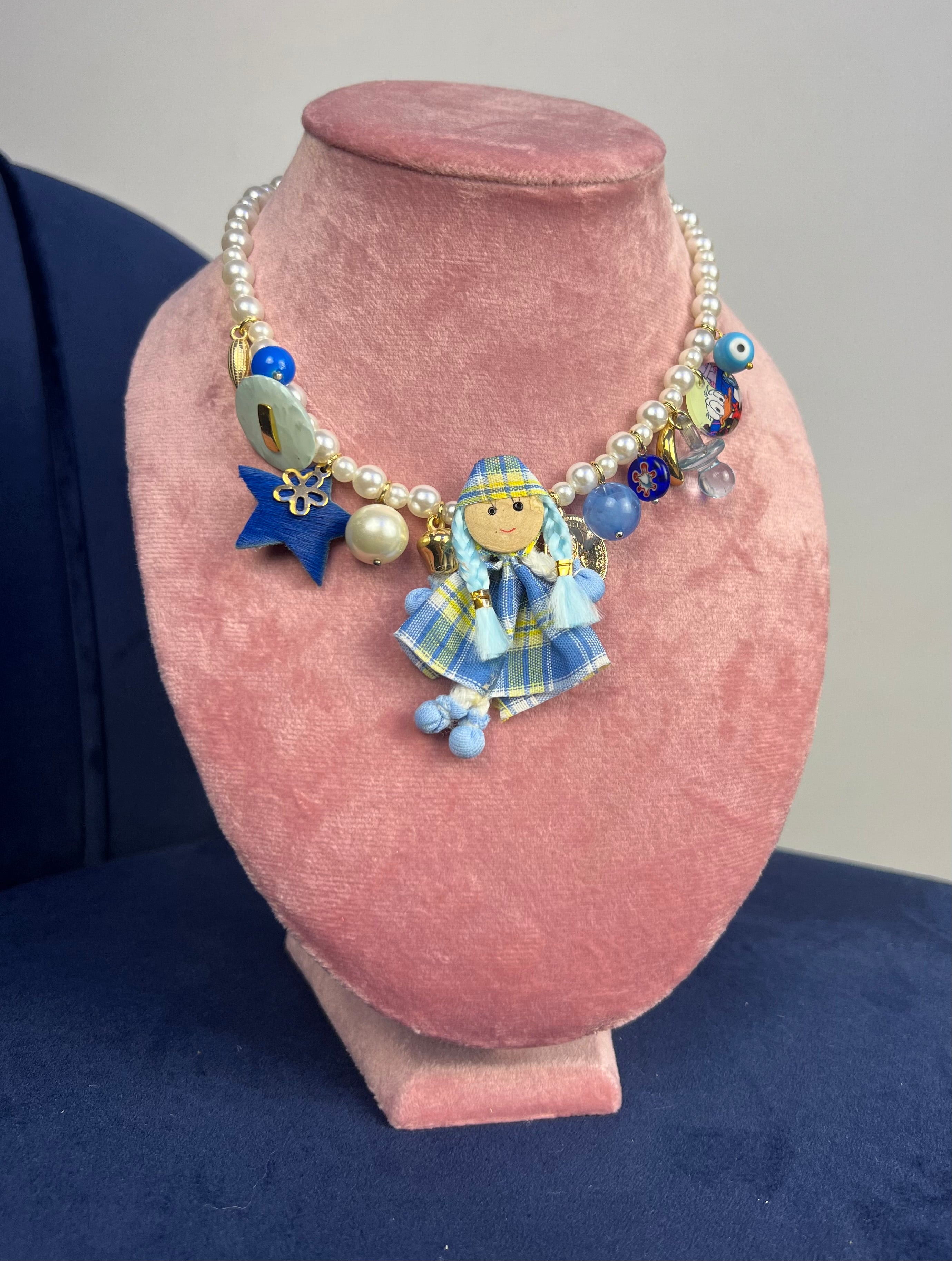 Collana charms azzurra