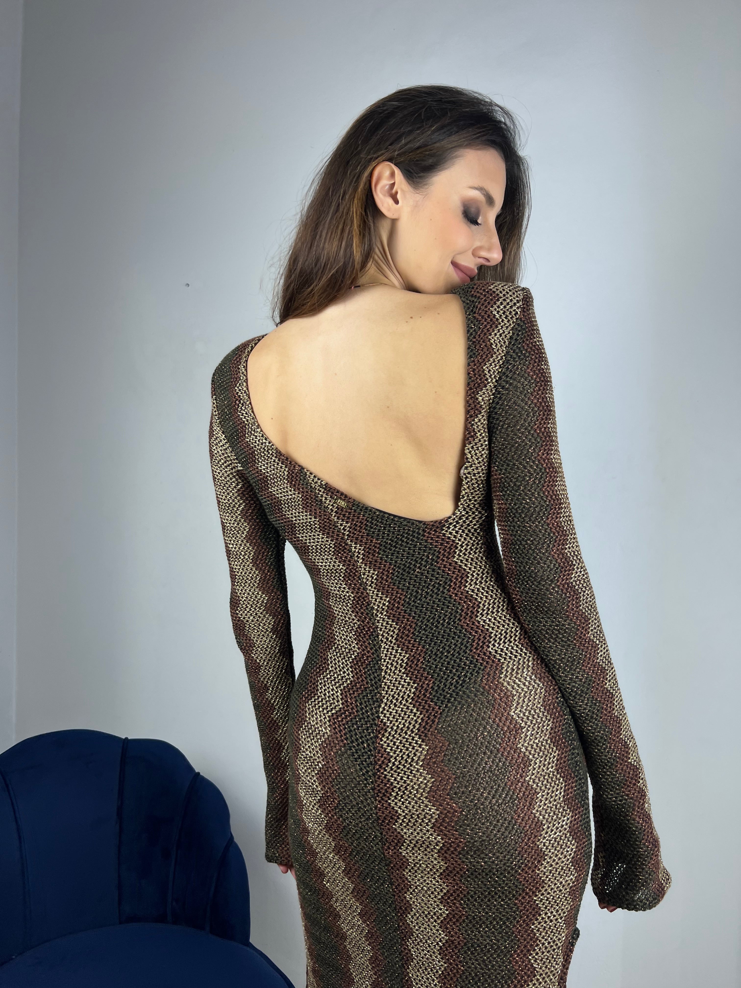 Abito a sirena marrone oro