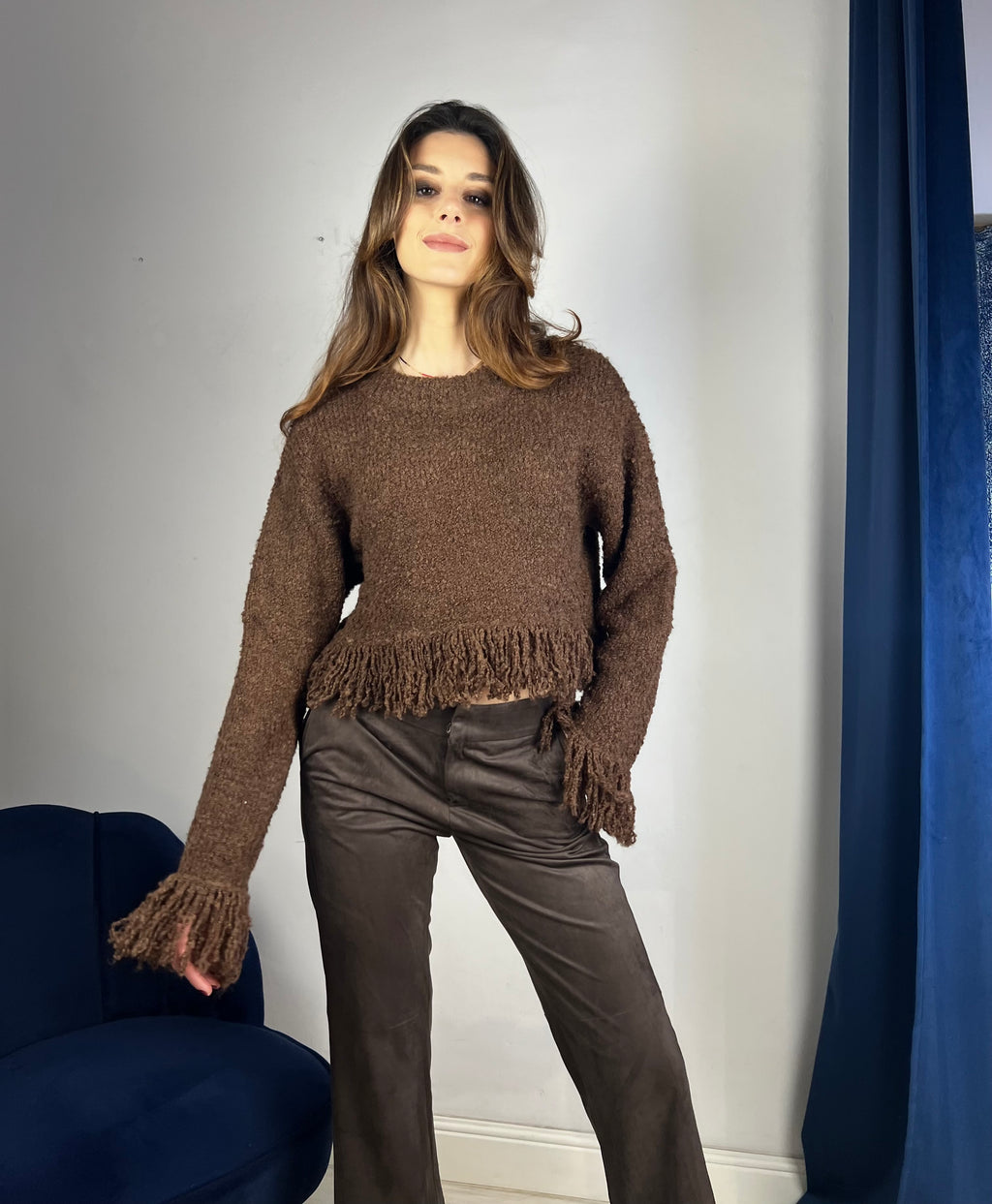 Pantalone effetto scamosciato