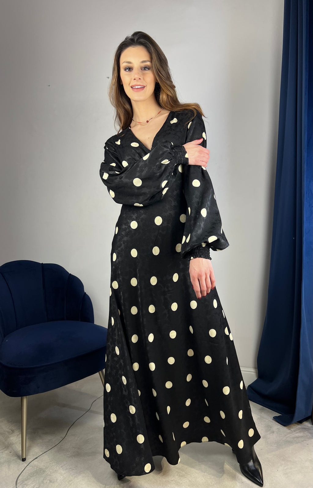 Abito lungo maxi pois