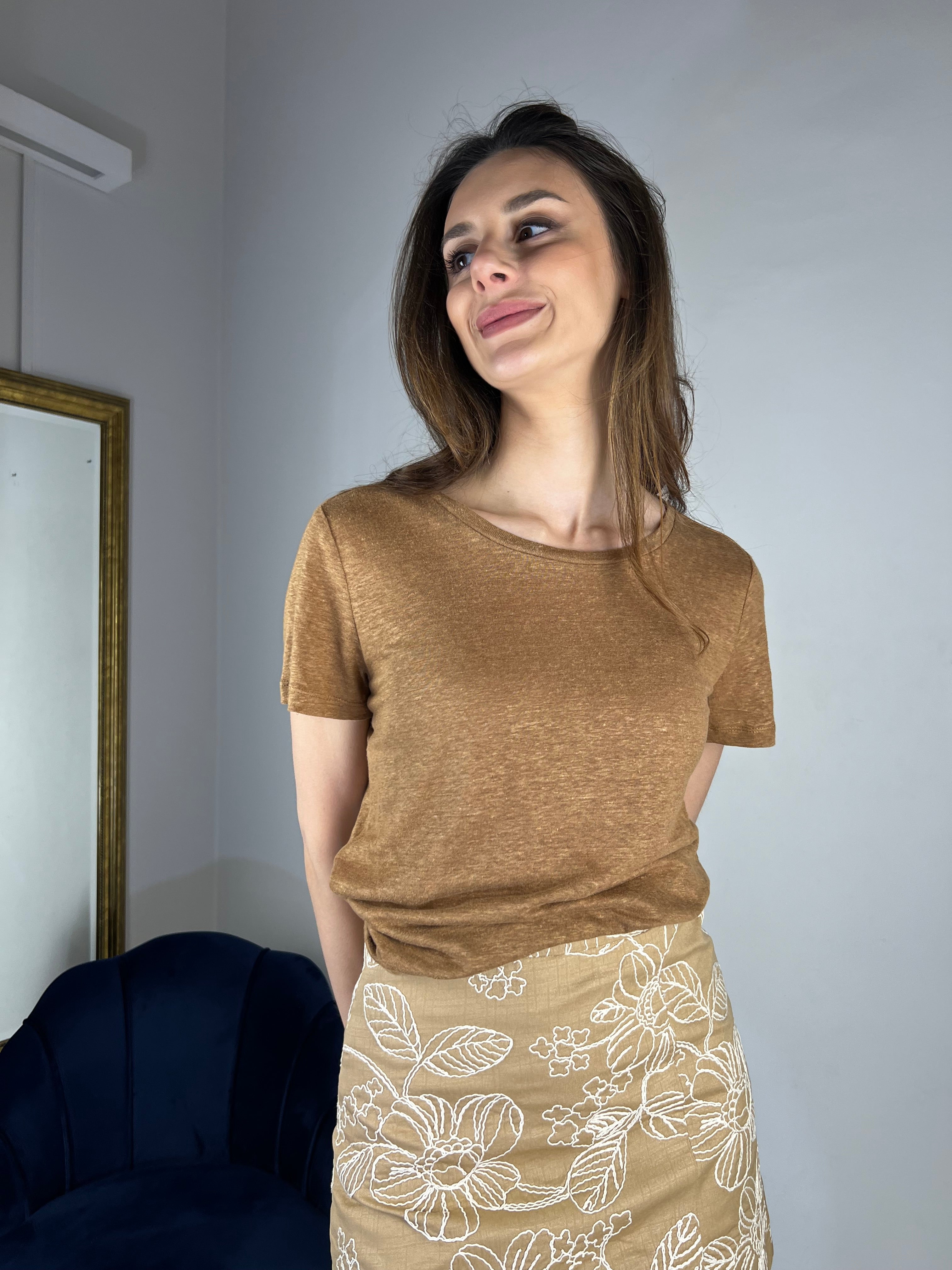 Tshirt 100% lino girocollo
