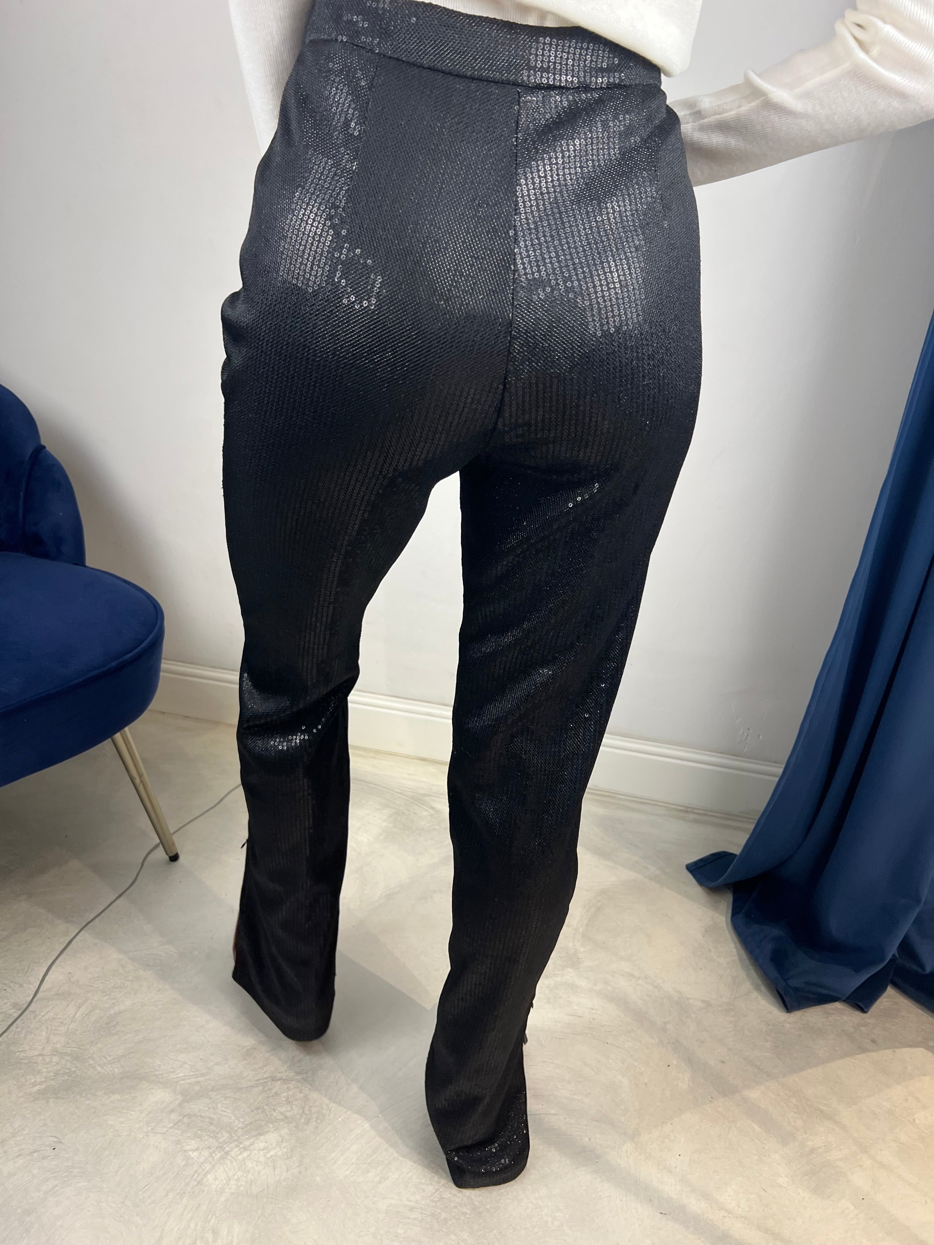 Pantalone a zampa paiettes