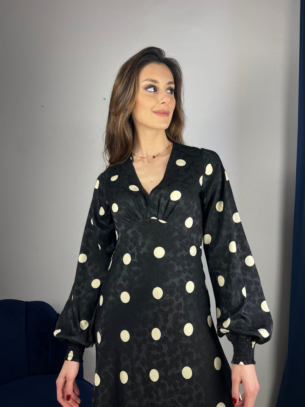 Abito lungo maxi pois