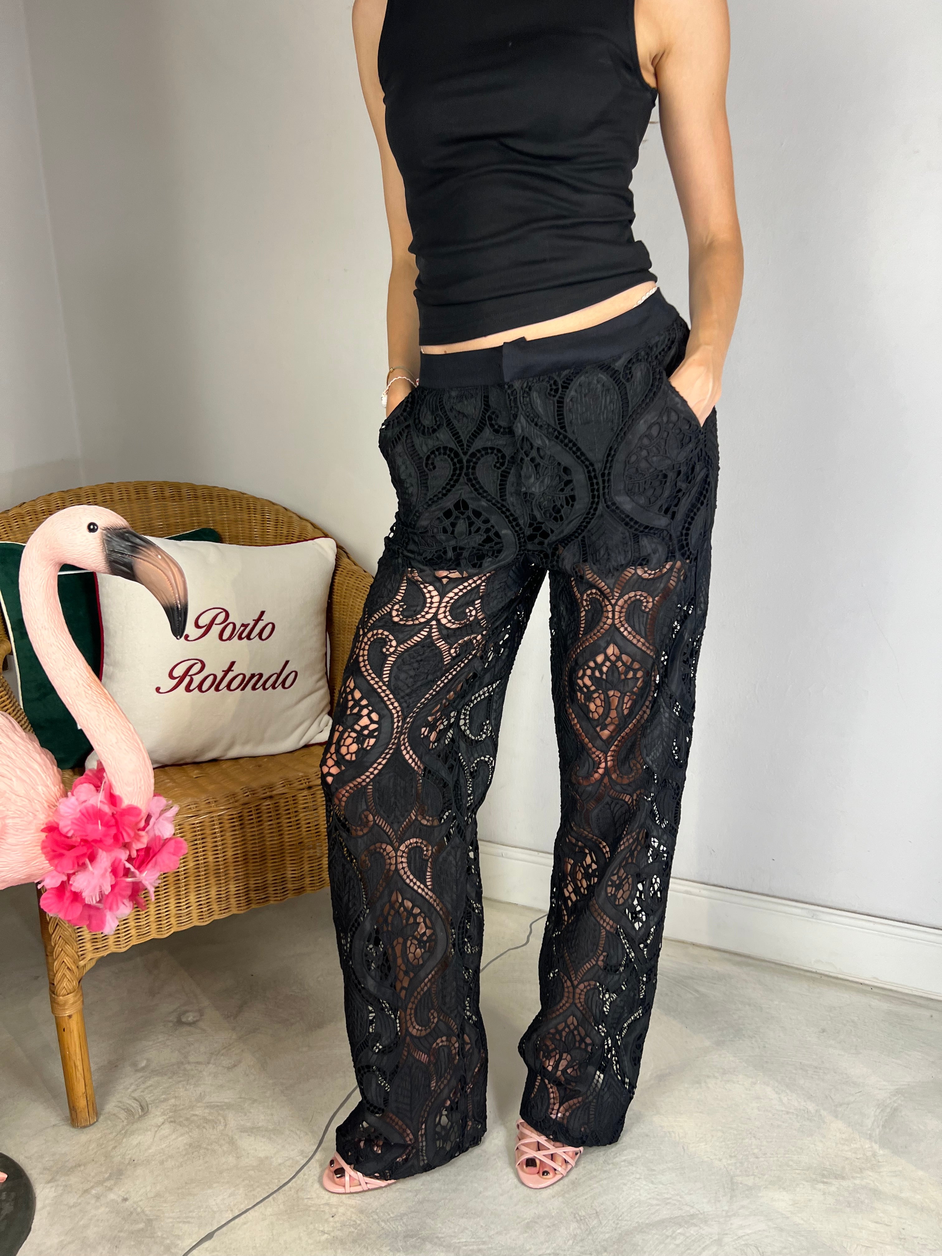 Pantalone in pizzo macramè