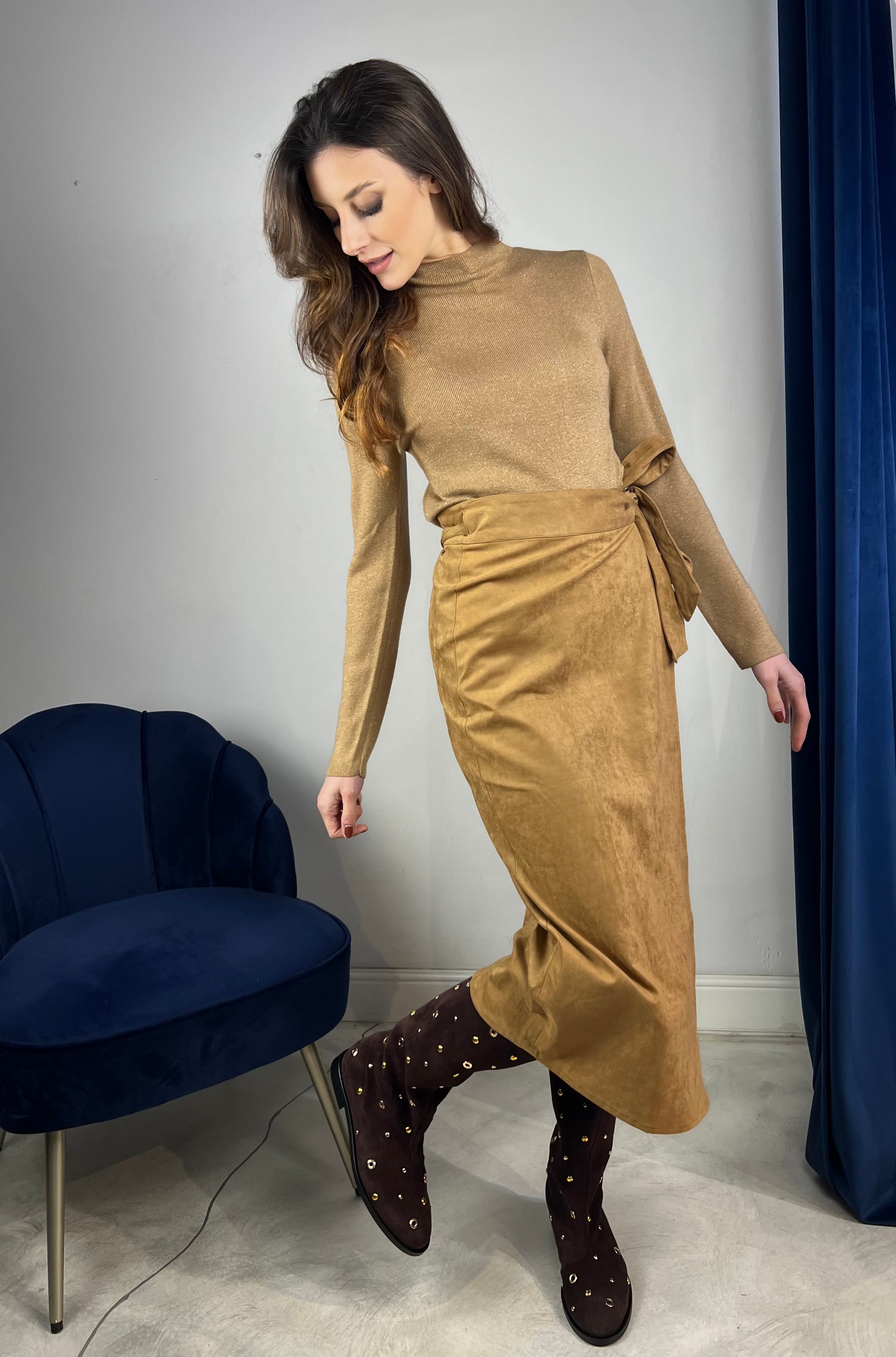 Gonna effetto camoscio