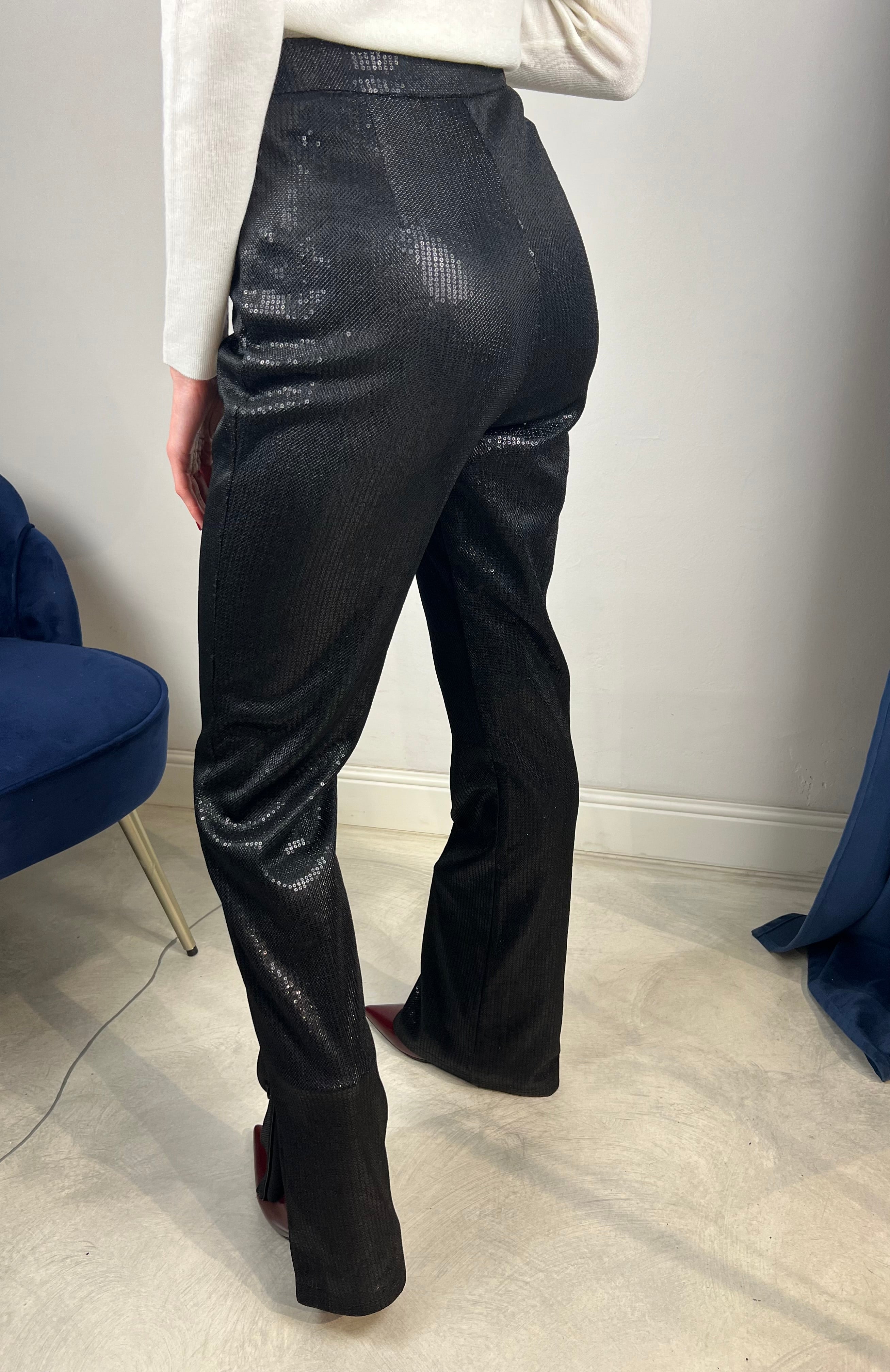 Pantalone a zampa paiettes