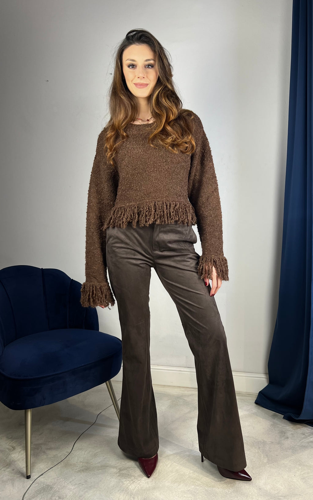 Pantalone effetto scamosciato