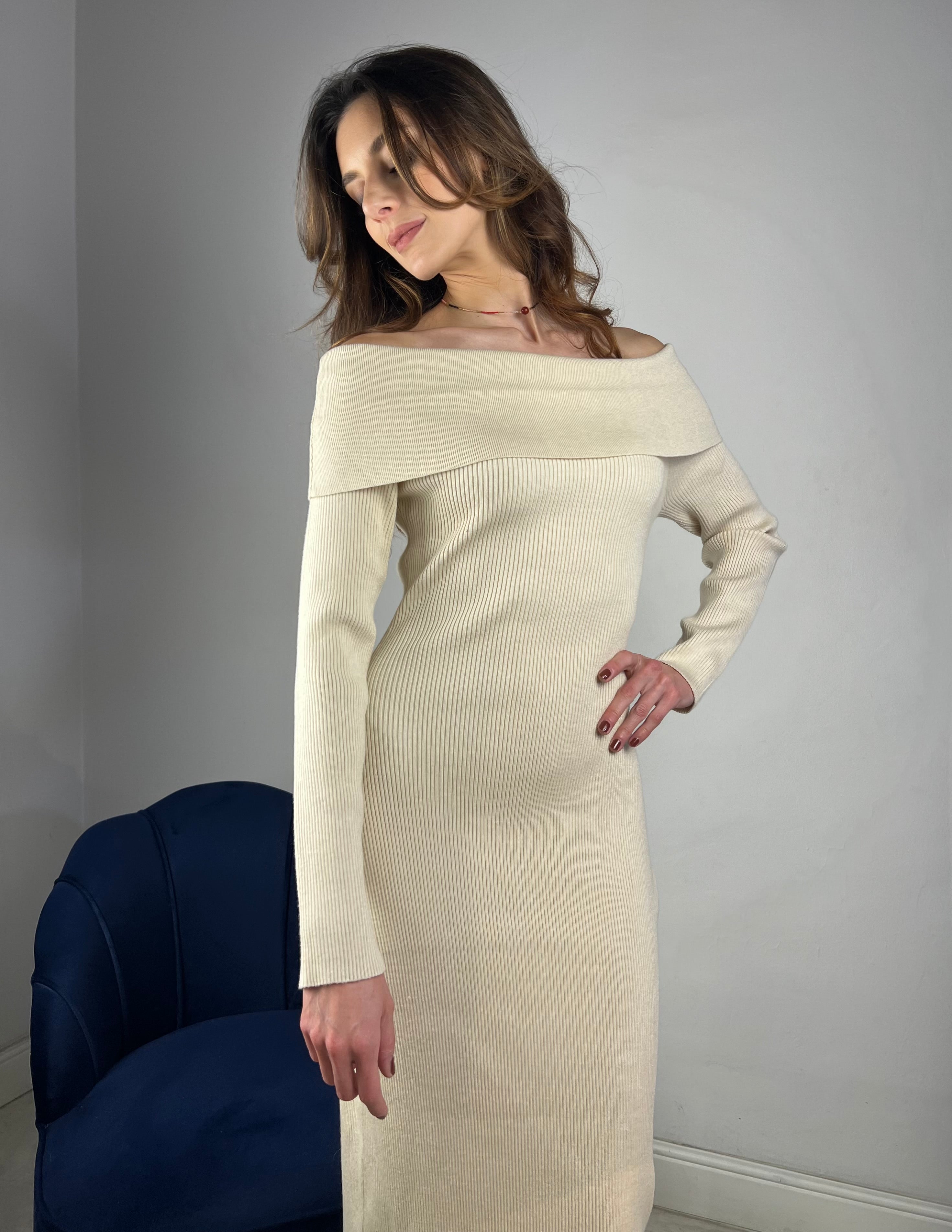 Abito in maglia panna