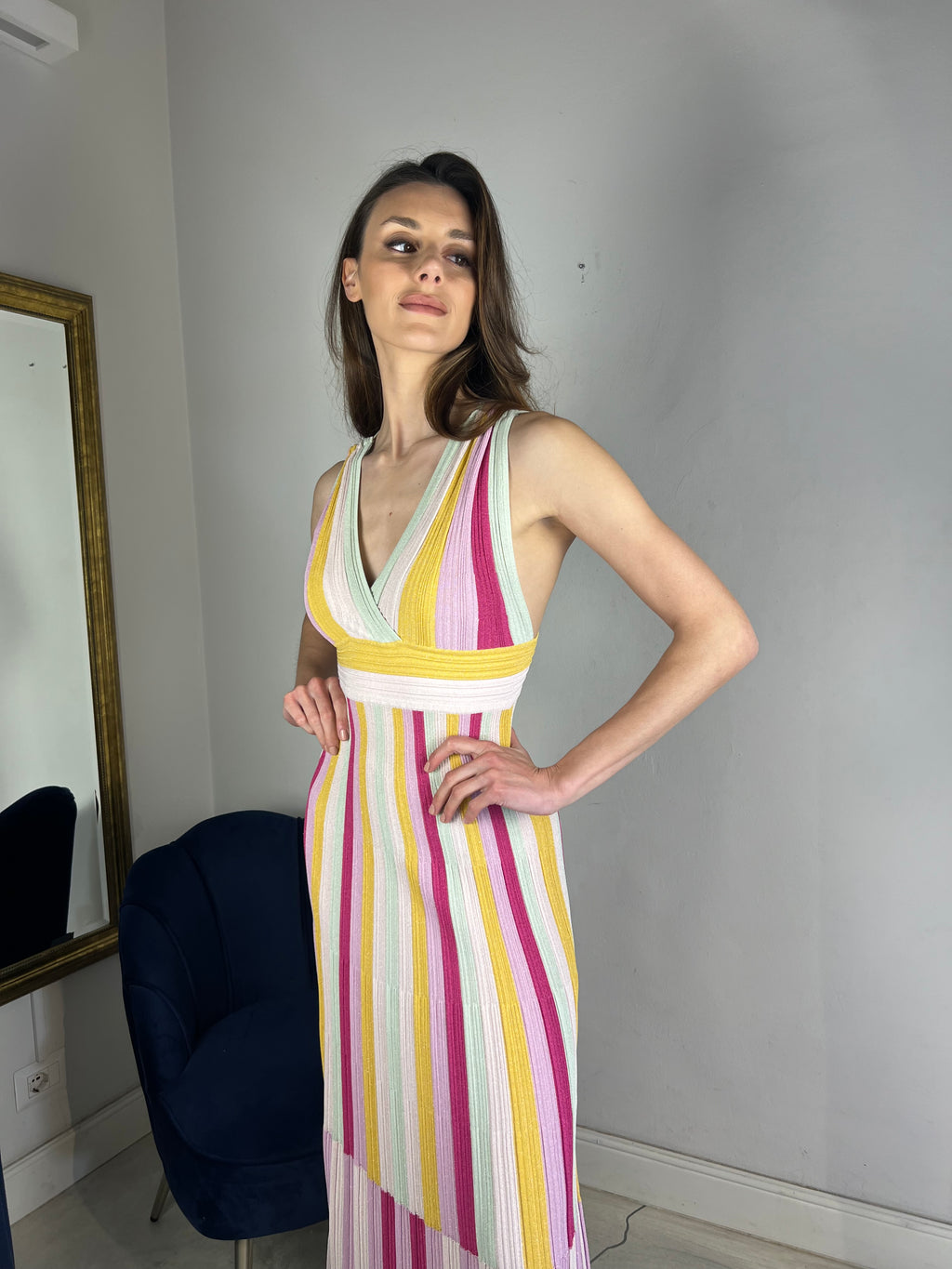 Abito lungo multicolor