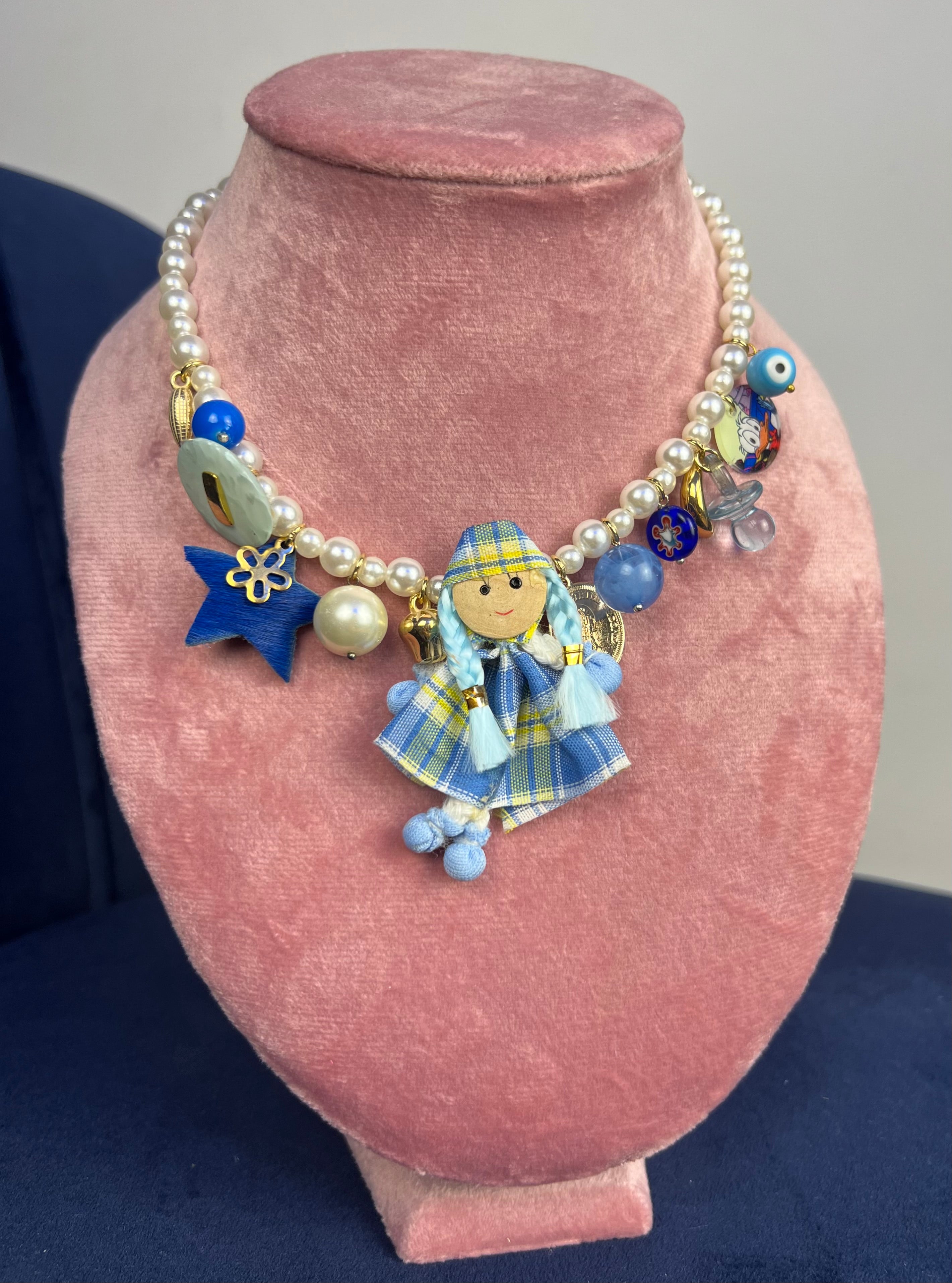 Collana charms azzurra