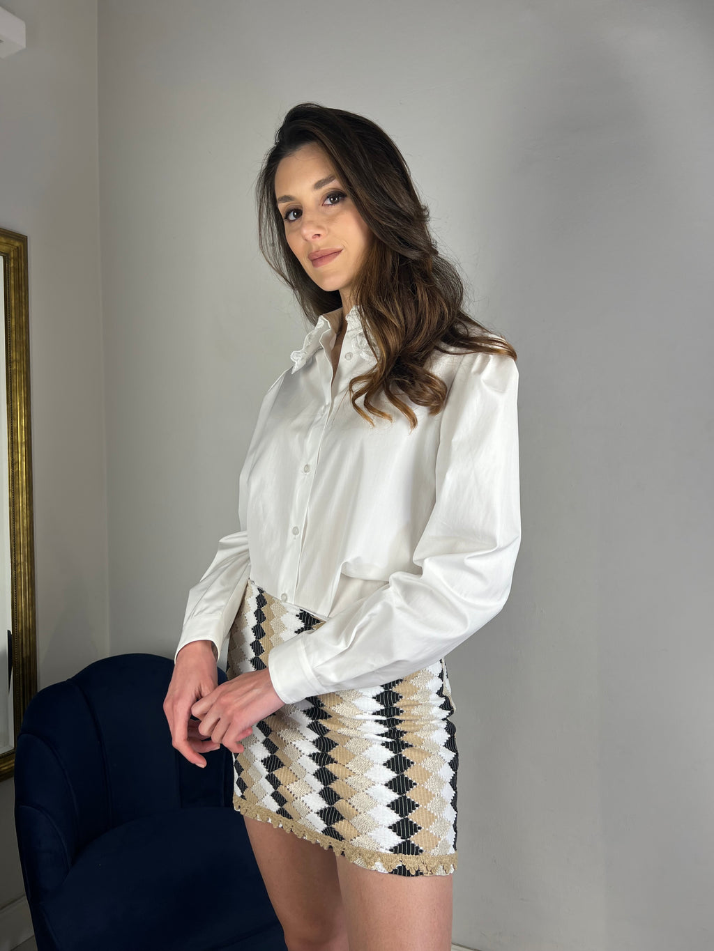 Camicia con colletto in pizzo