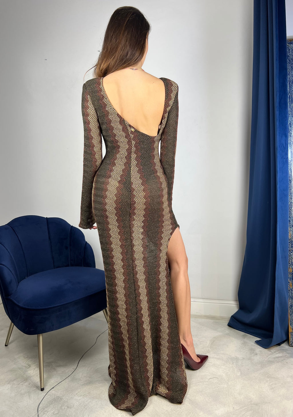 Abito a sirena marrone oro