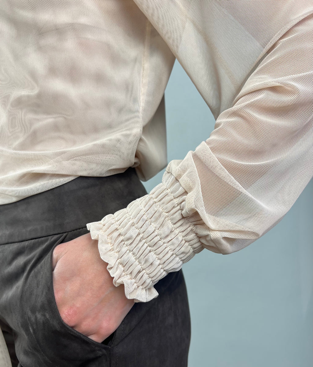 Camicia in tulle con fiocco