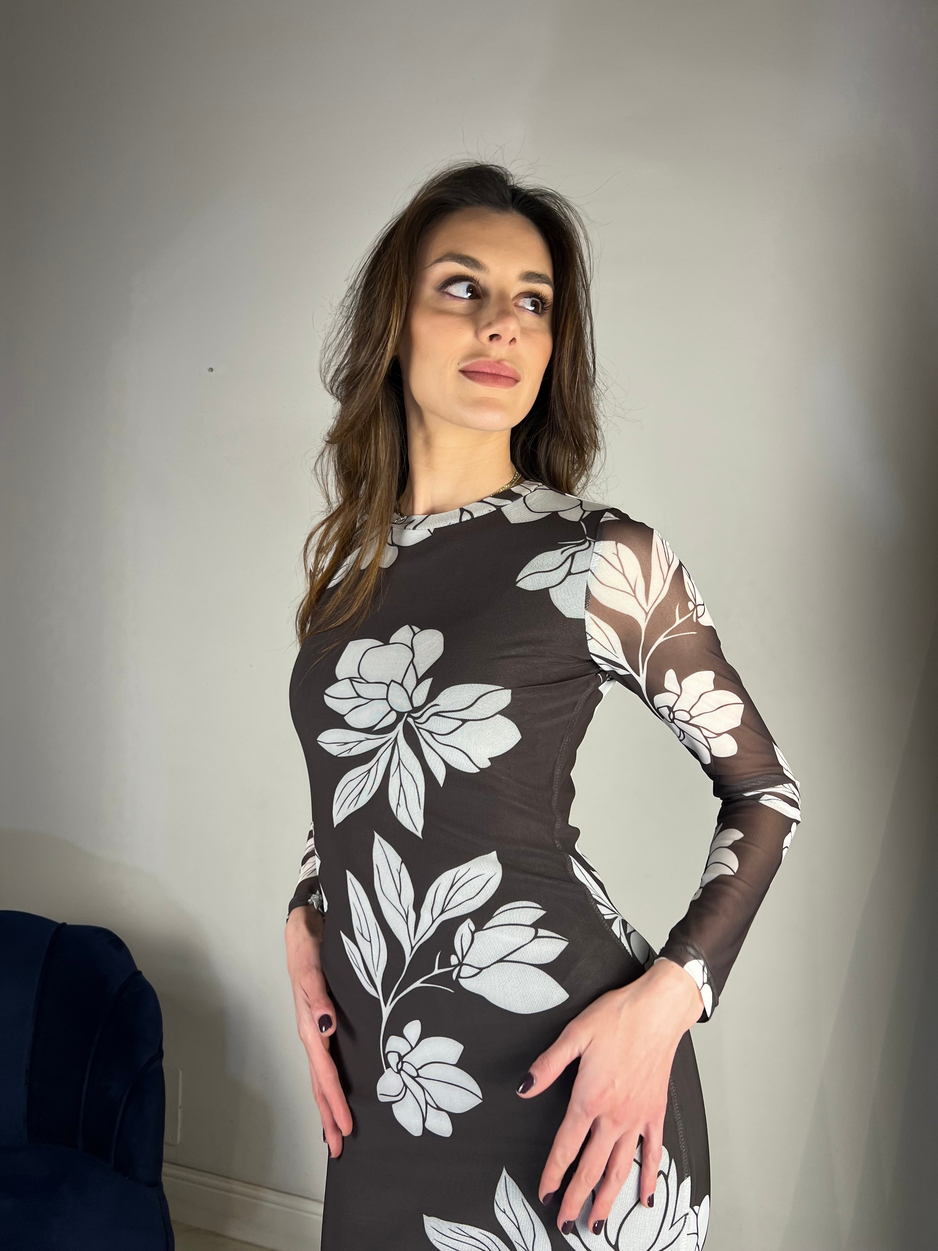 Abito midi stampa fiore