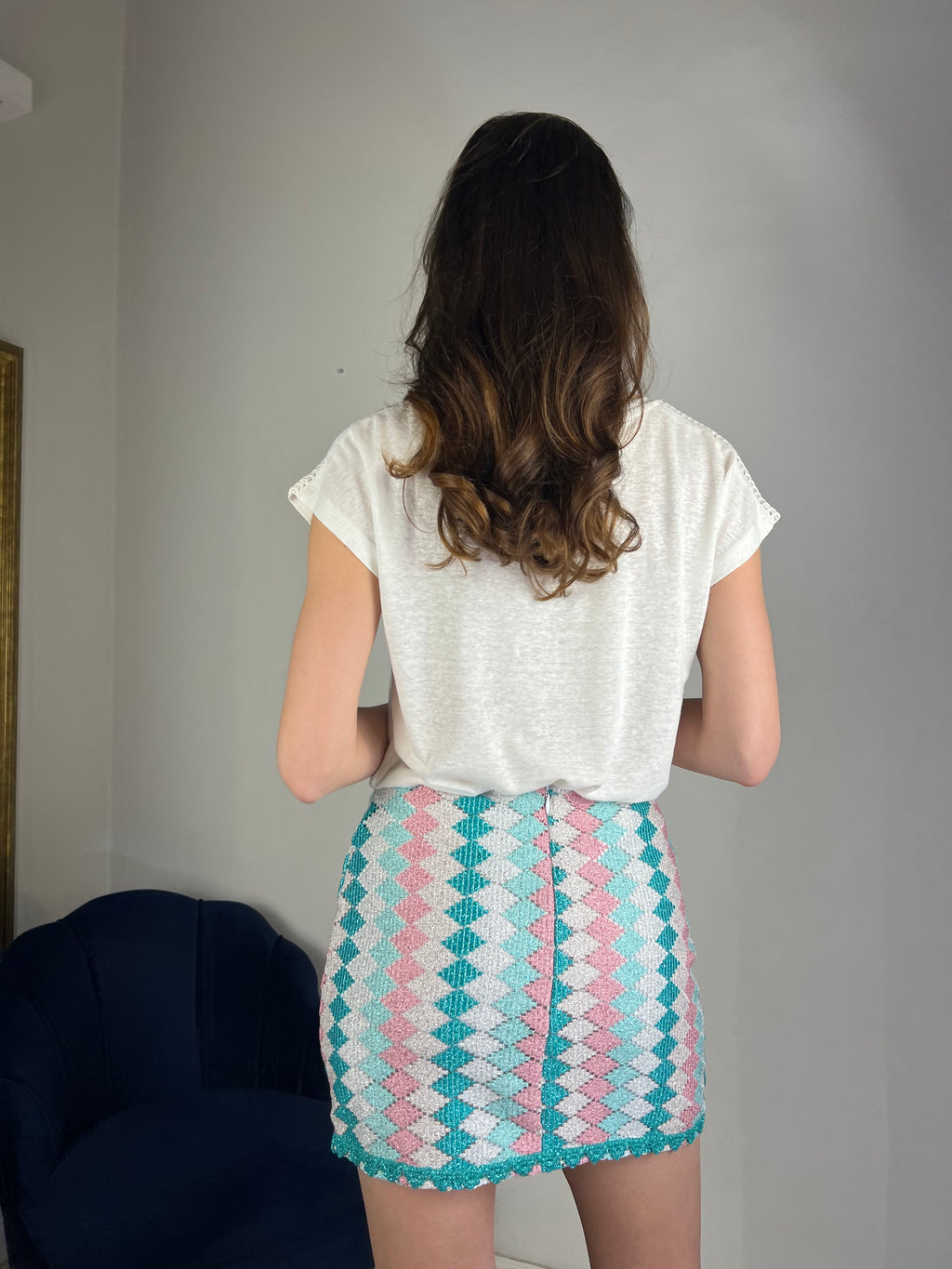 Gonna corta fantasia smeraldo