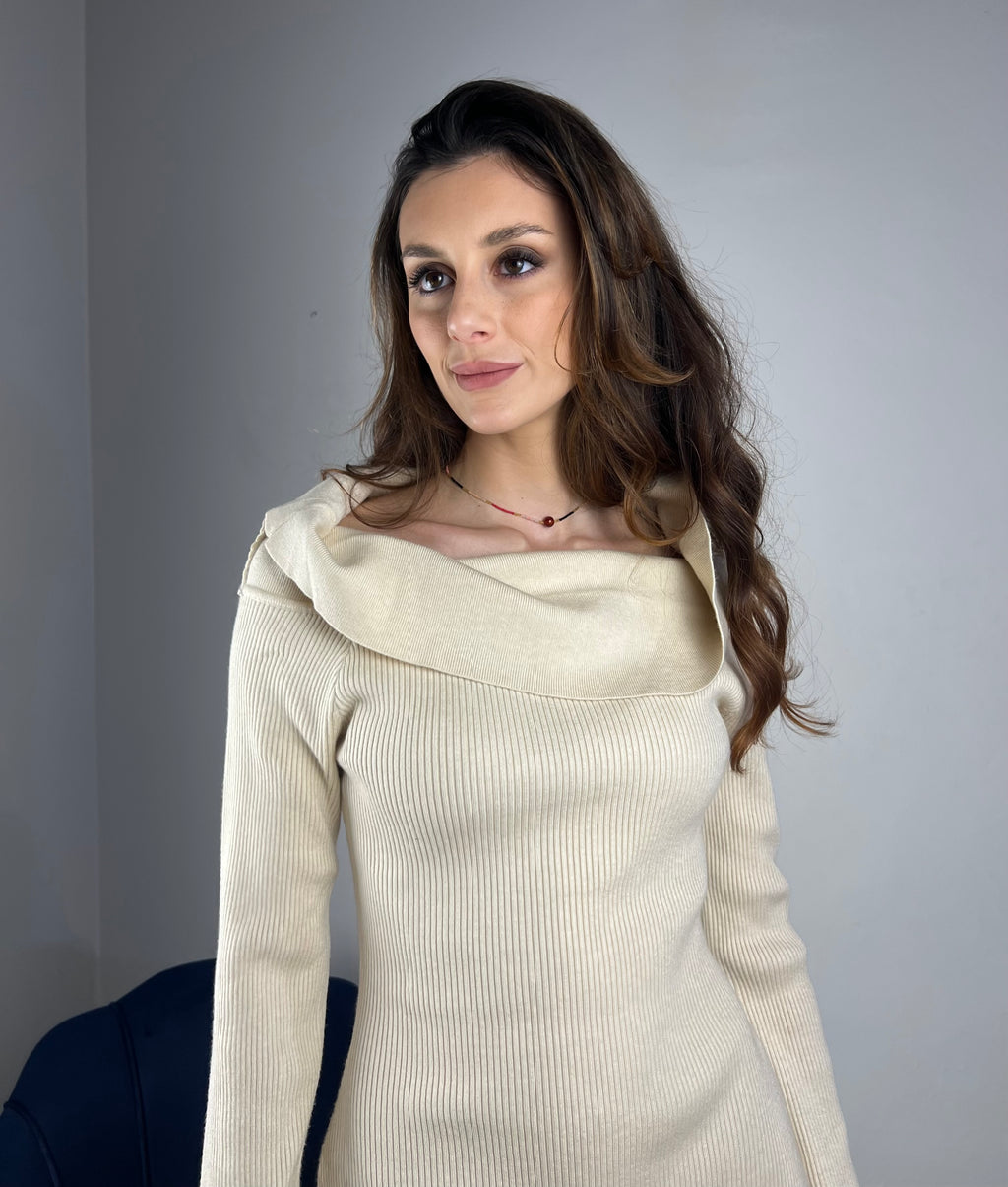 Abito in maglia panna