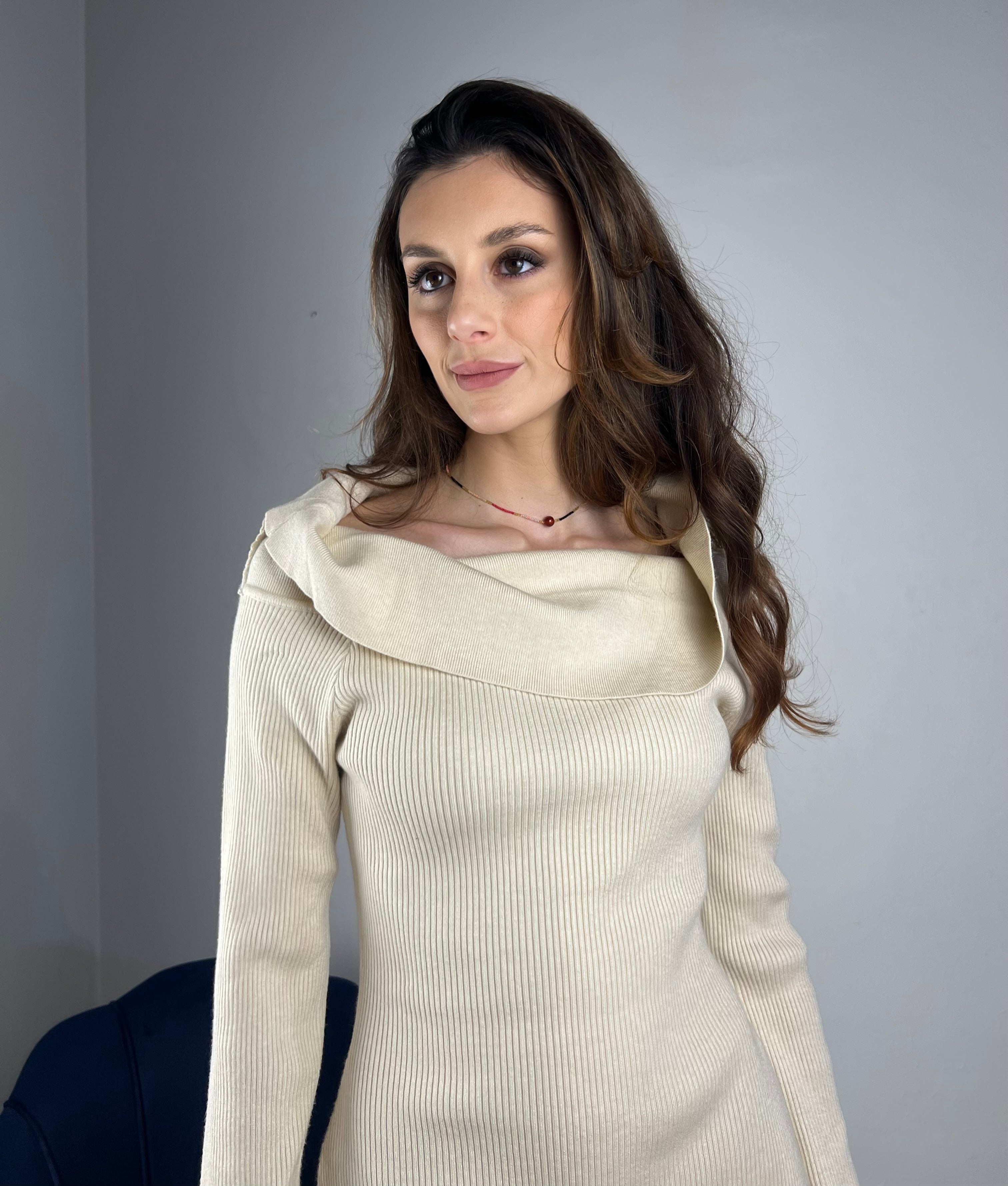 Abito in maglia panna