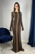 Abito a sirena marrone oro