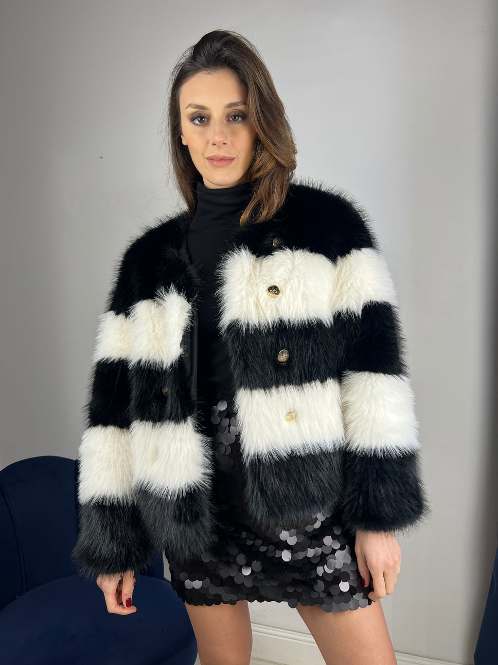 Eco pelliccia bianca e nera