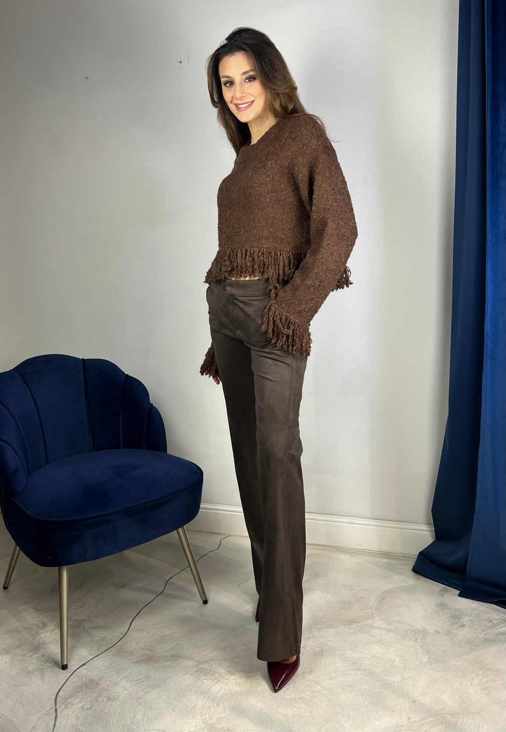 Pantalone effetto scamosciato