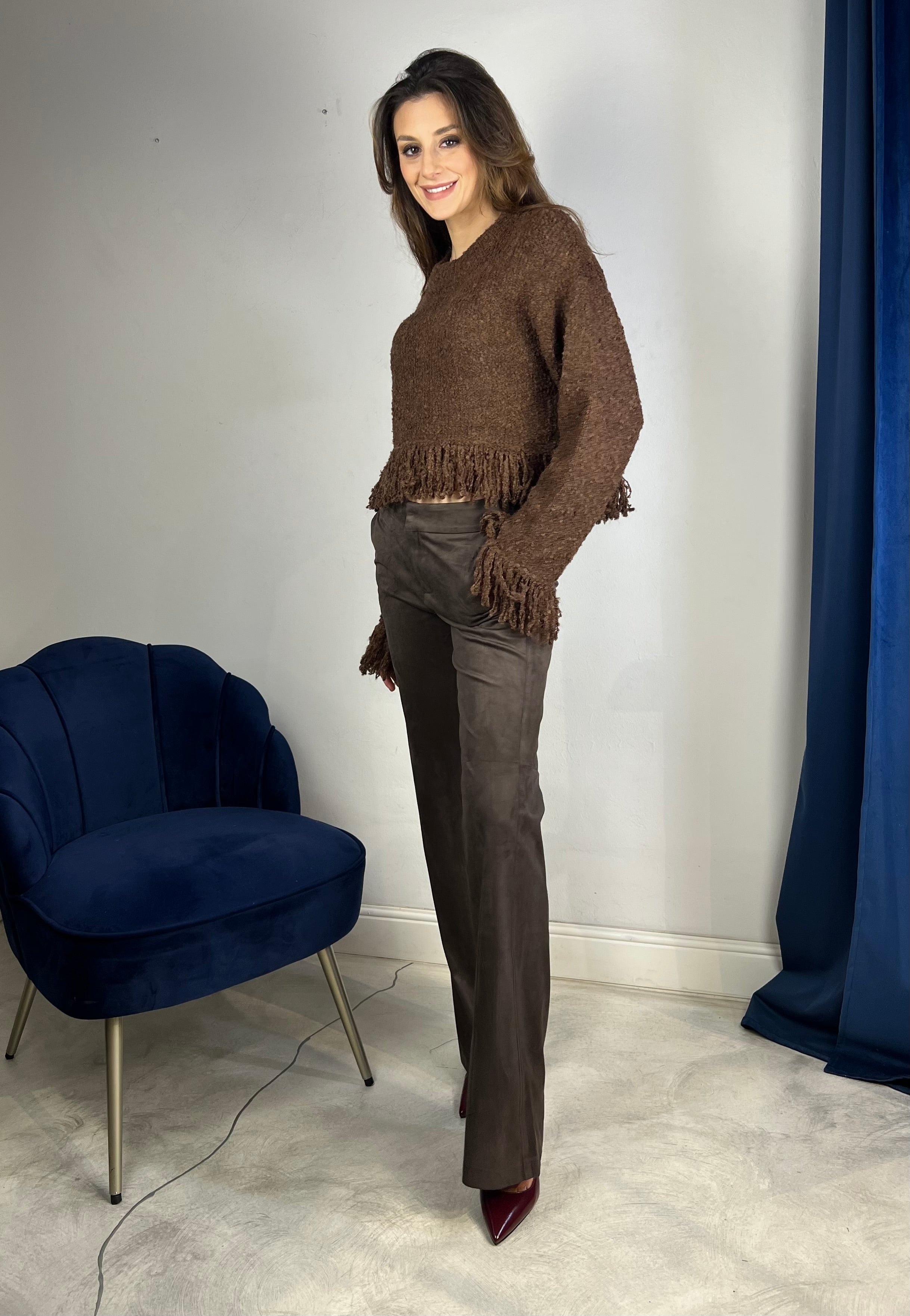 Pantalone effetto scamosciato