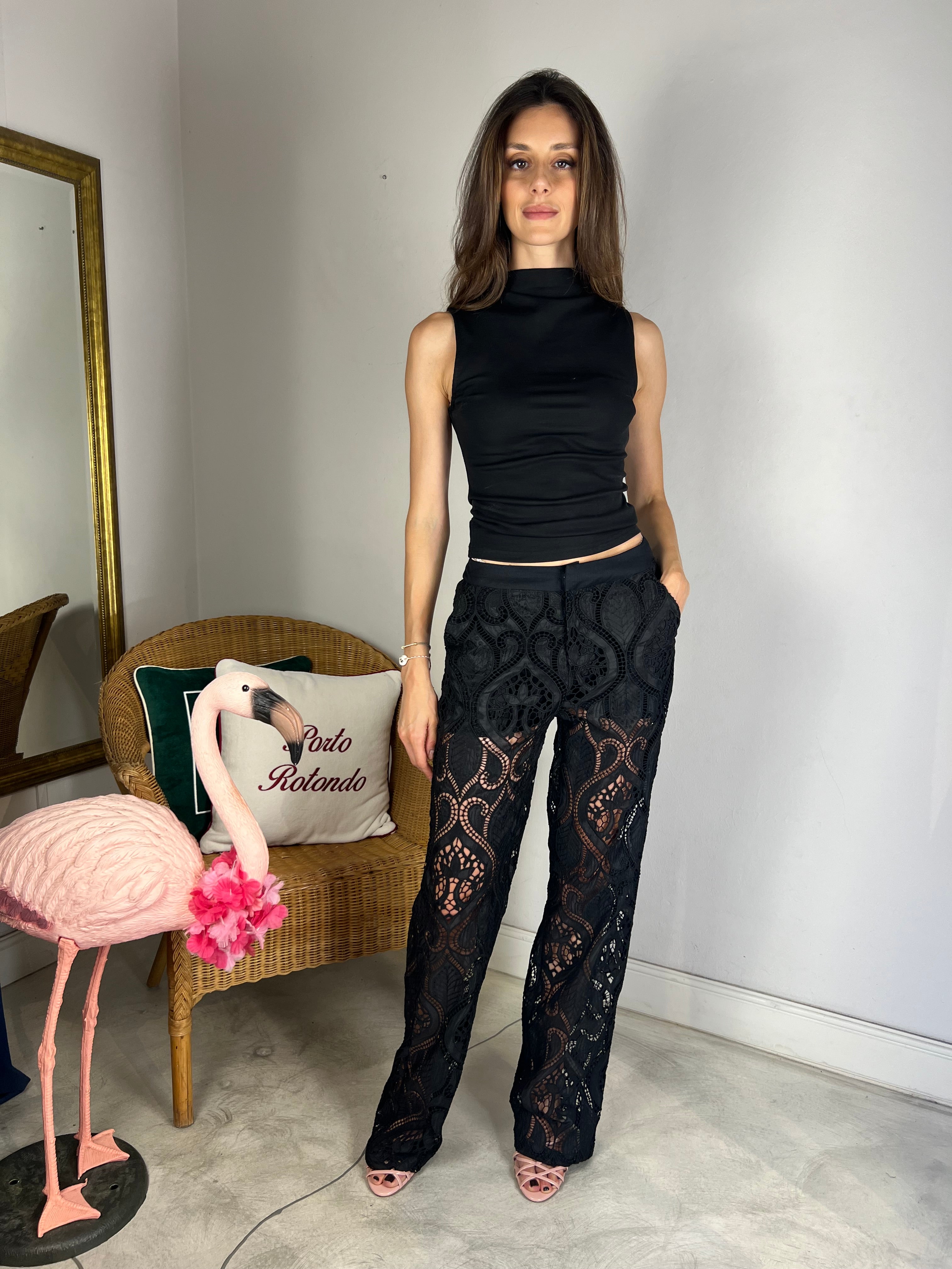 Pantalone in pizzo macramè