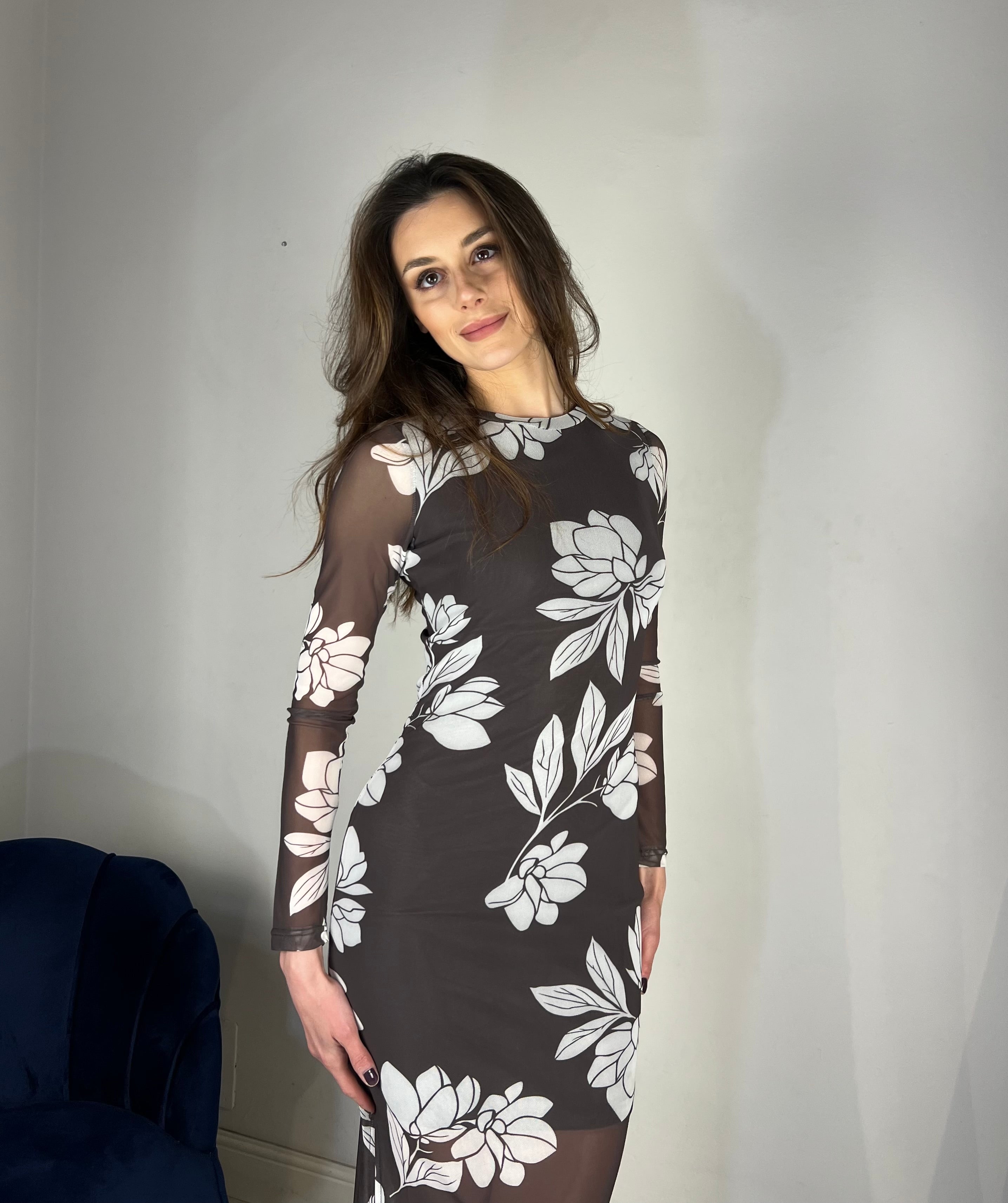 Abito midi stampa fiore