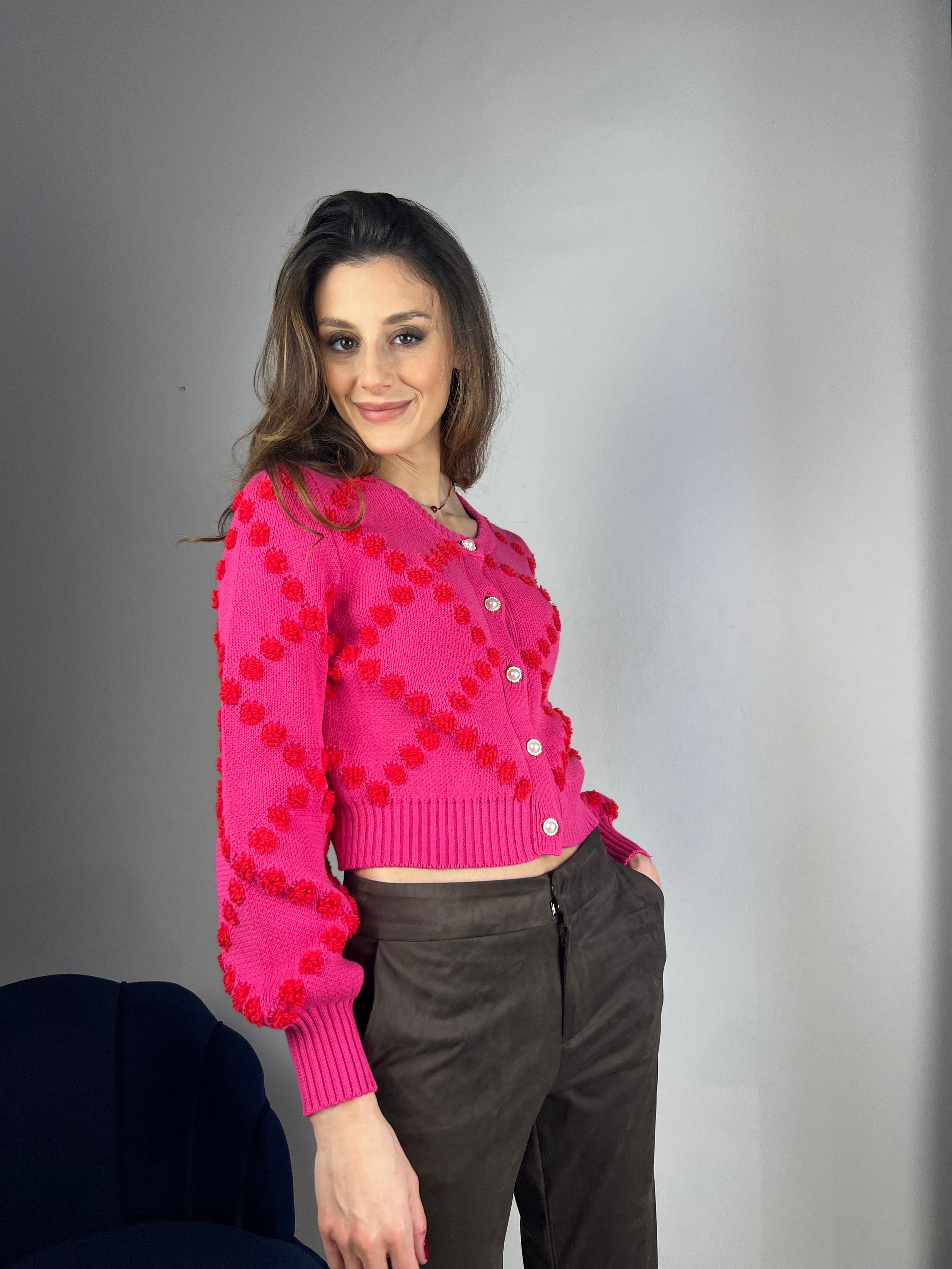Maglione rosso & fucsia