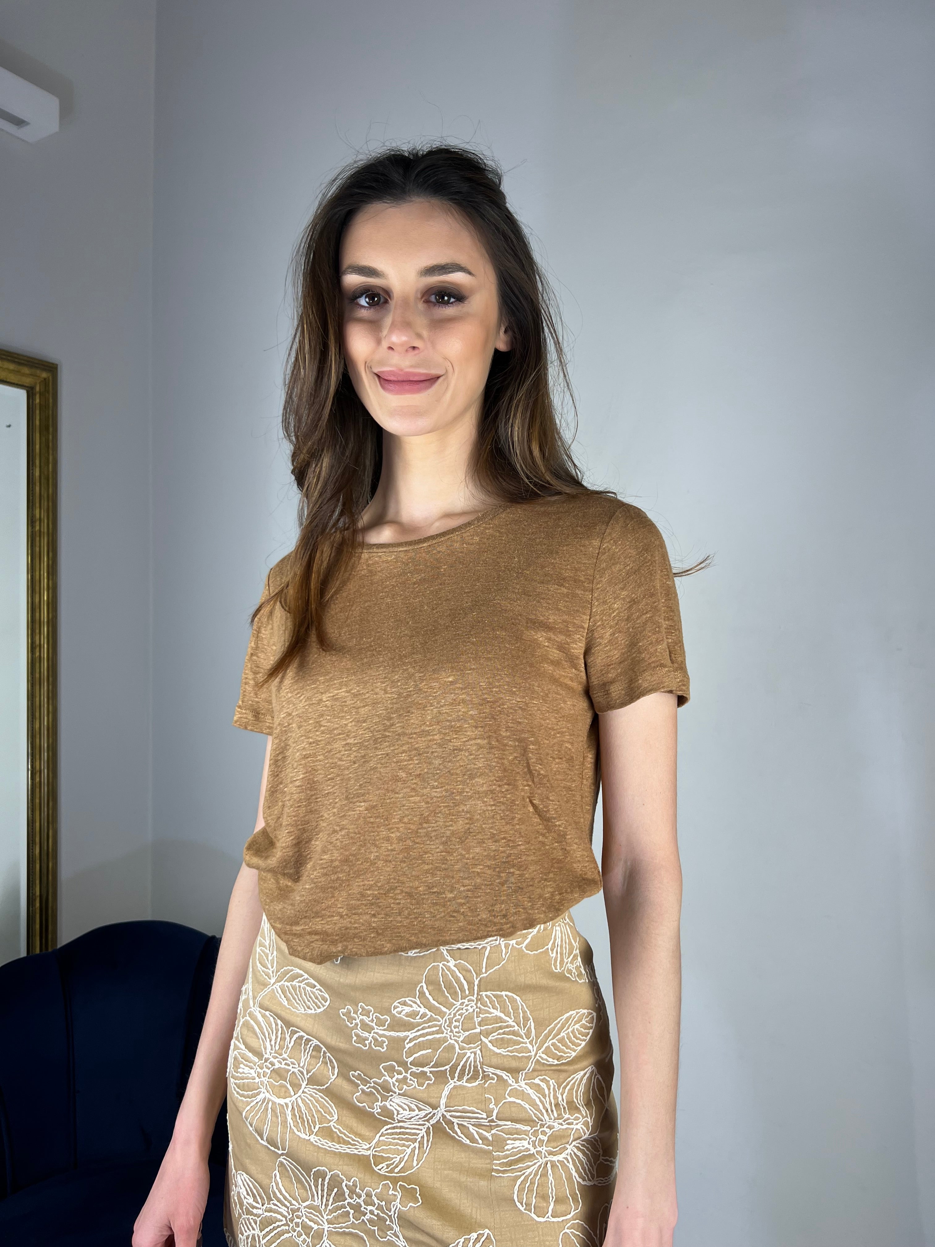 Tshirt 100% lino girocollo