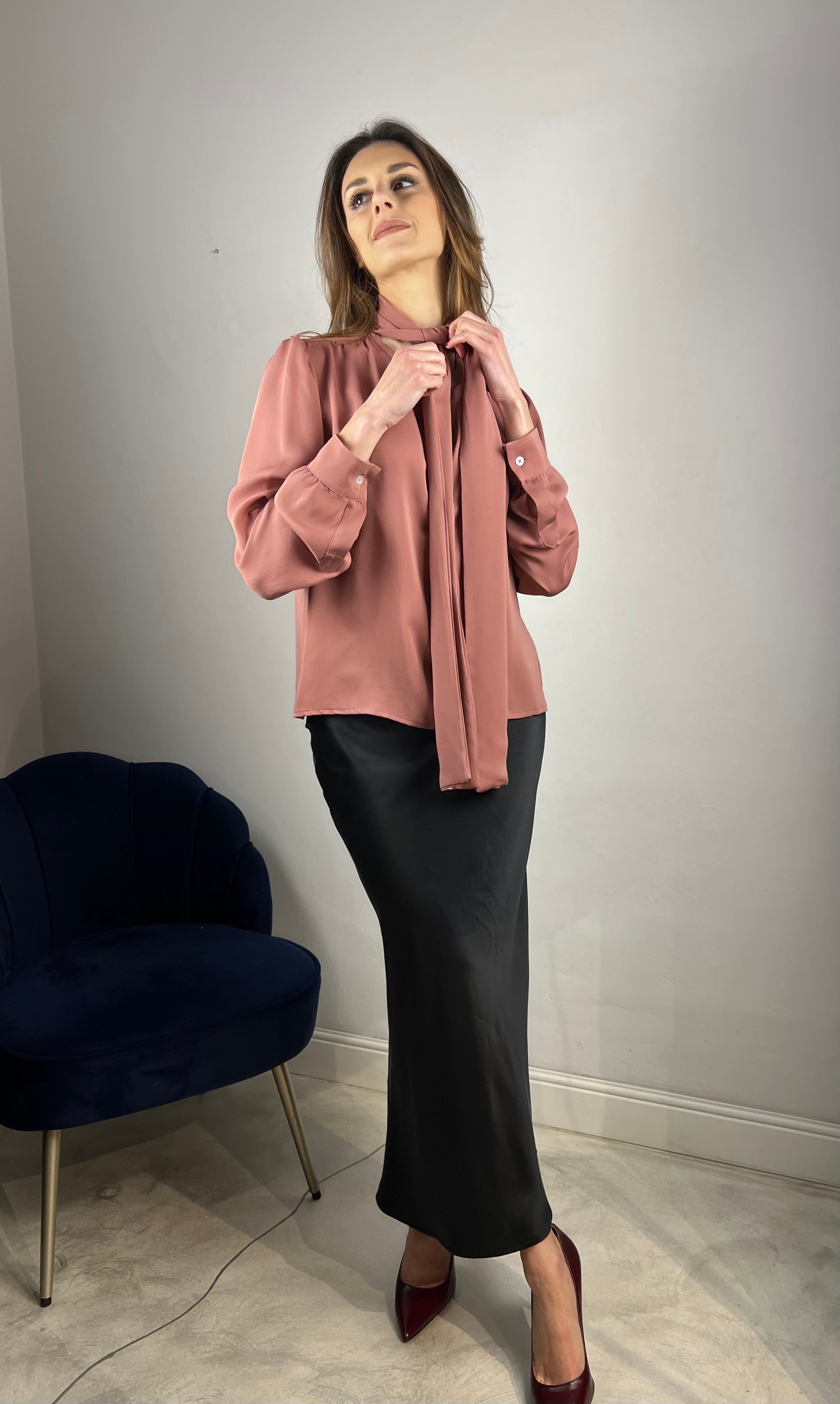 Camicia in seta rosa antico