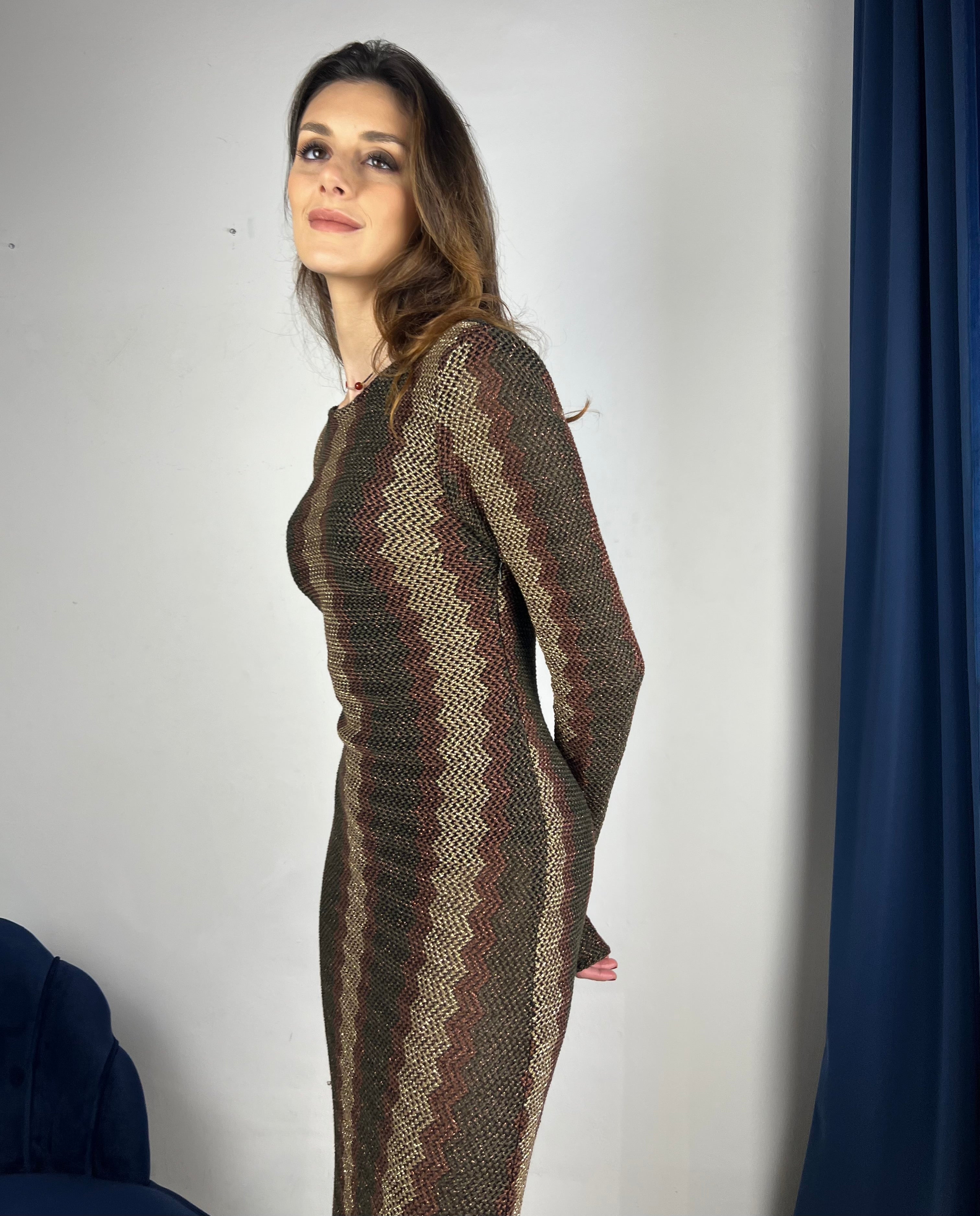 Abito a sirena marrone oro